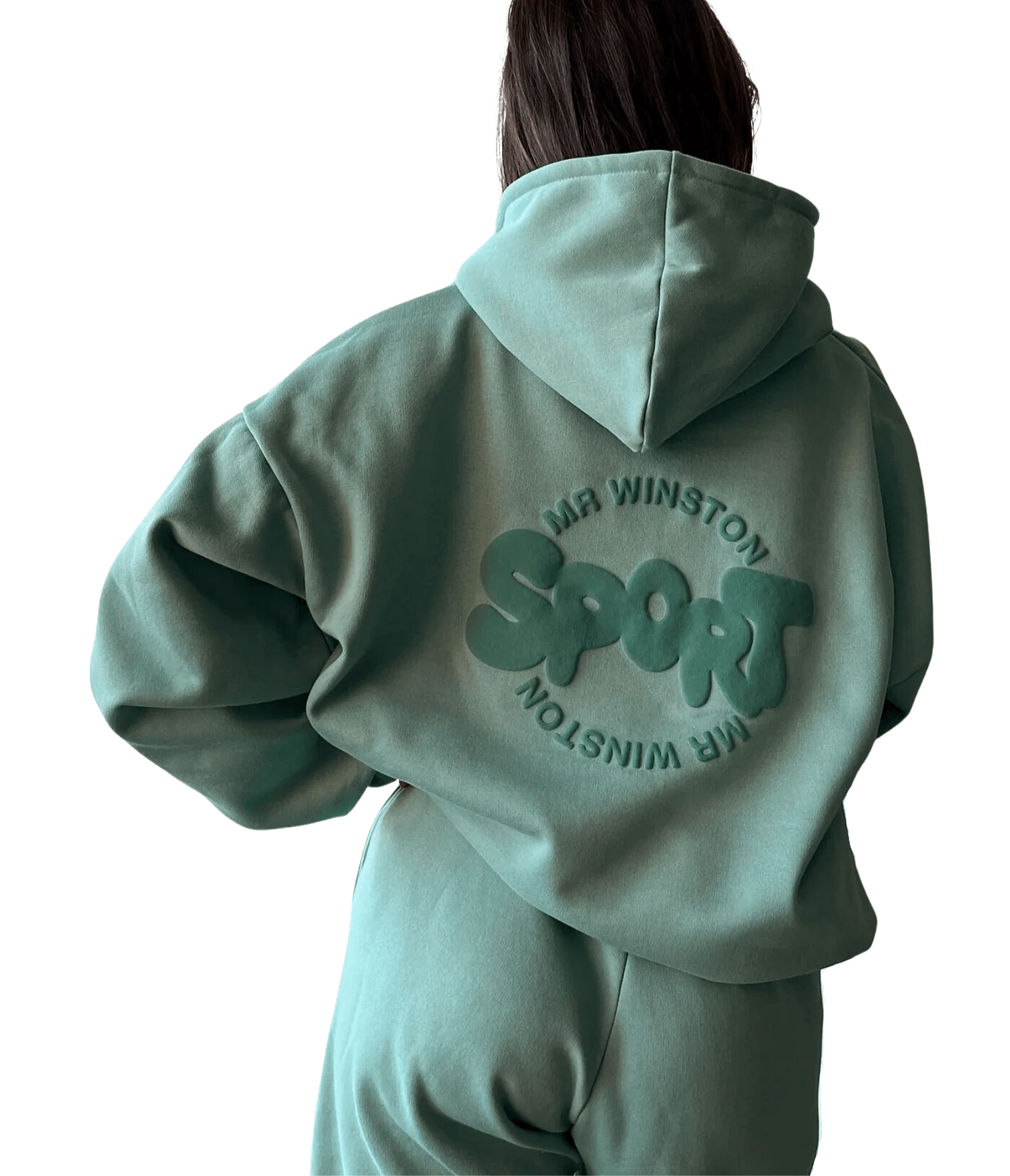 Mr Winston Deep Sage Puff Hoodie