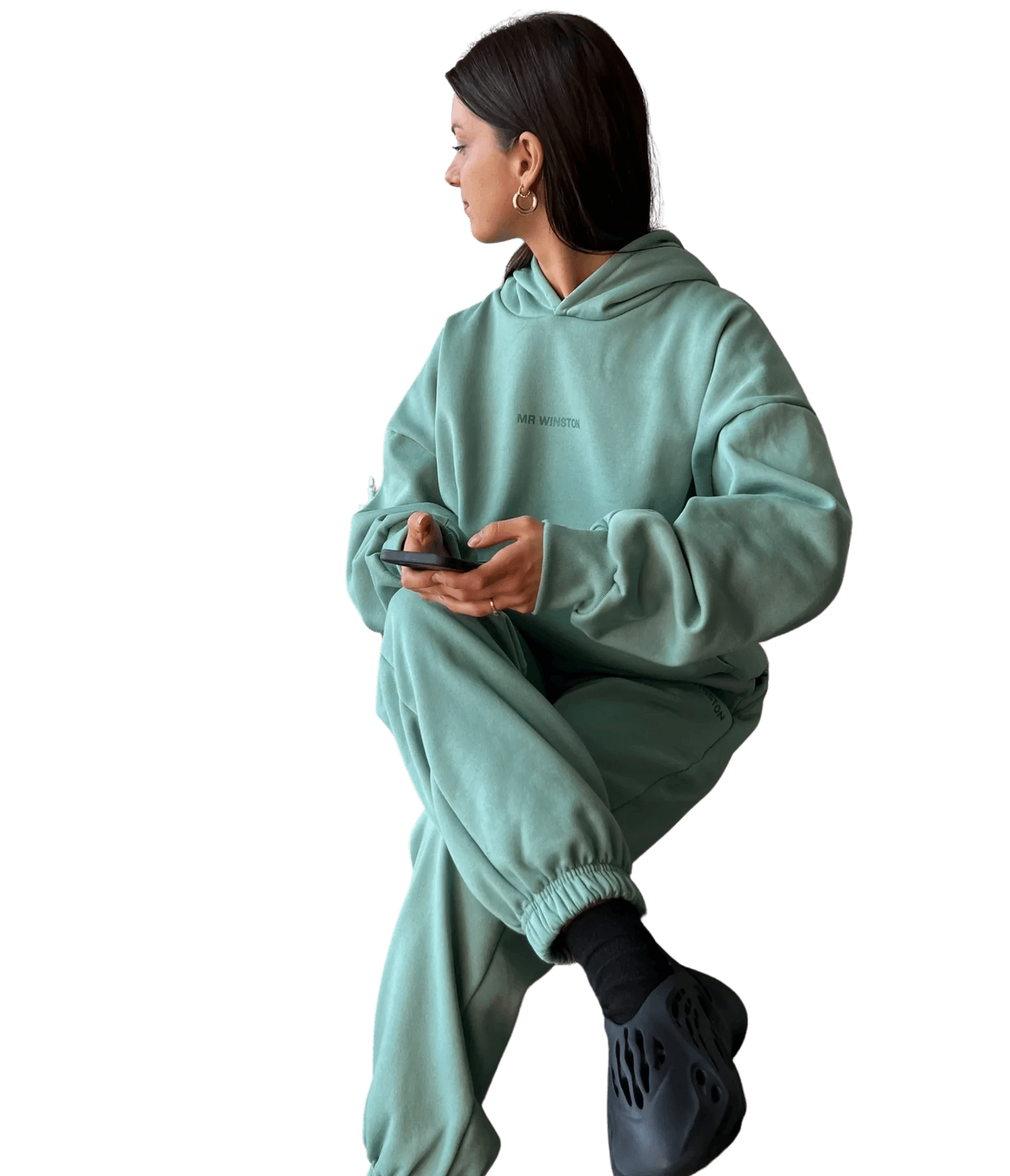Mr Winston Deep Sage Puff Hoodie