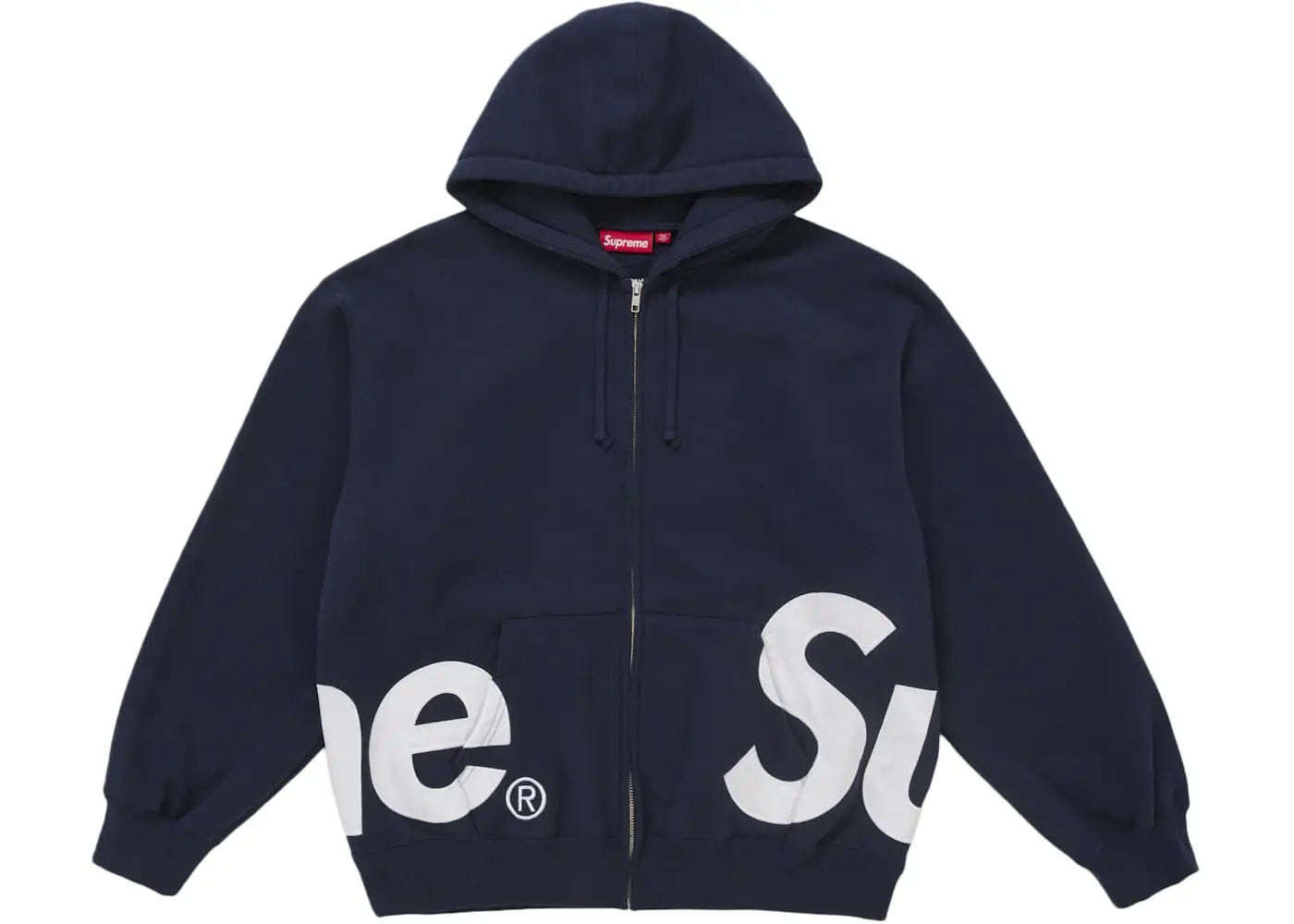 Supreme Big Logo Zip Up Hooded Sweatshirt Navy