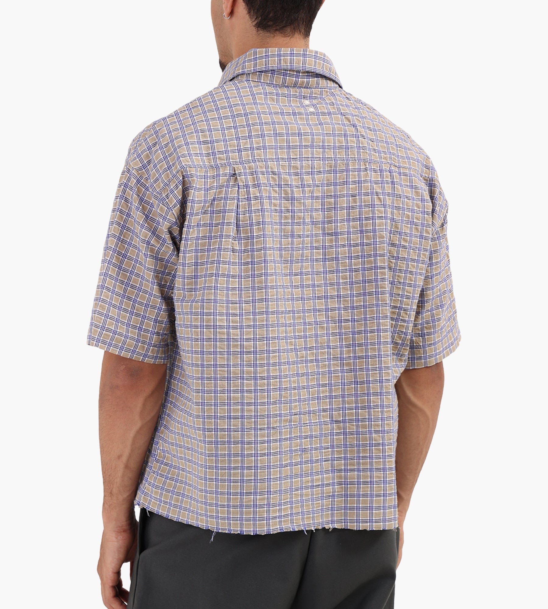 about:blank Raw Hem Check Shirt Cotton Gold
