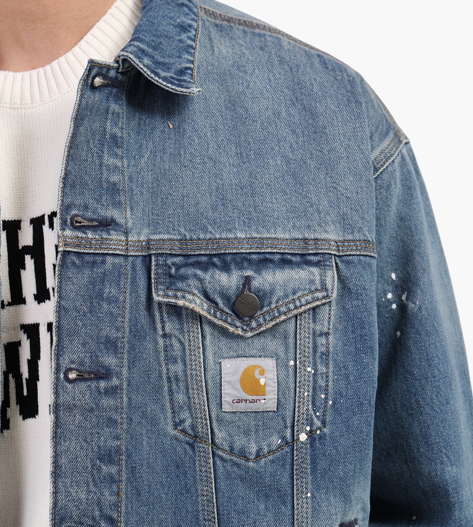 Carhartt WIP Helston Jacket Blue Destroy Wash