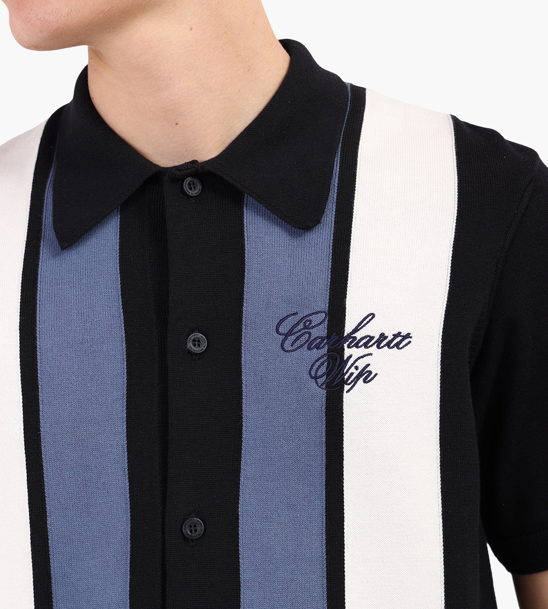 Carhartt WIP Short Sleeve Mello Knit Shirt Mello Stripe Black