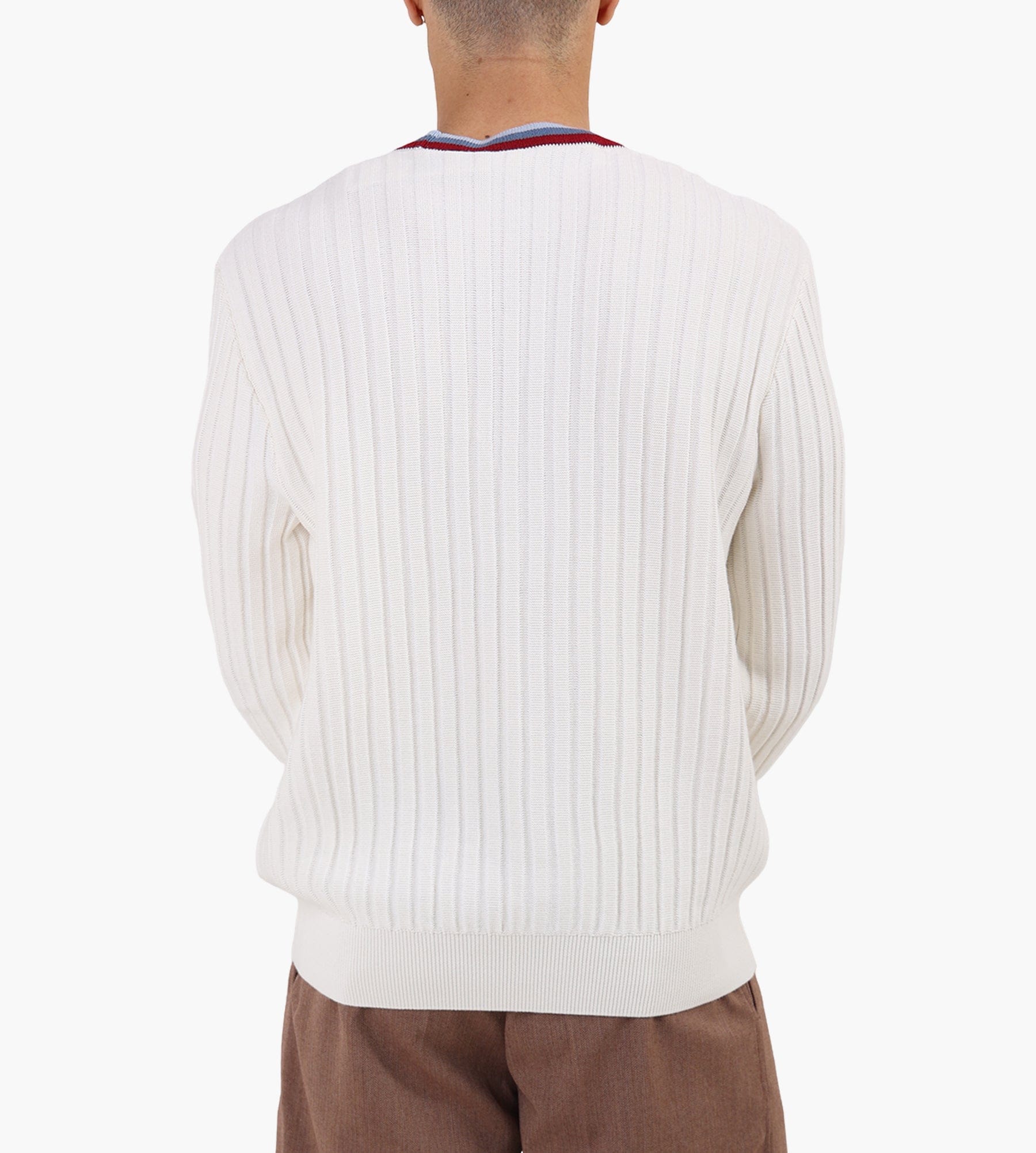 Lacoste 1HA1 Men's Sweater Blanc Bleu Clair
