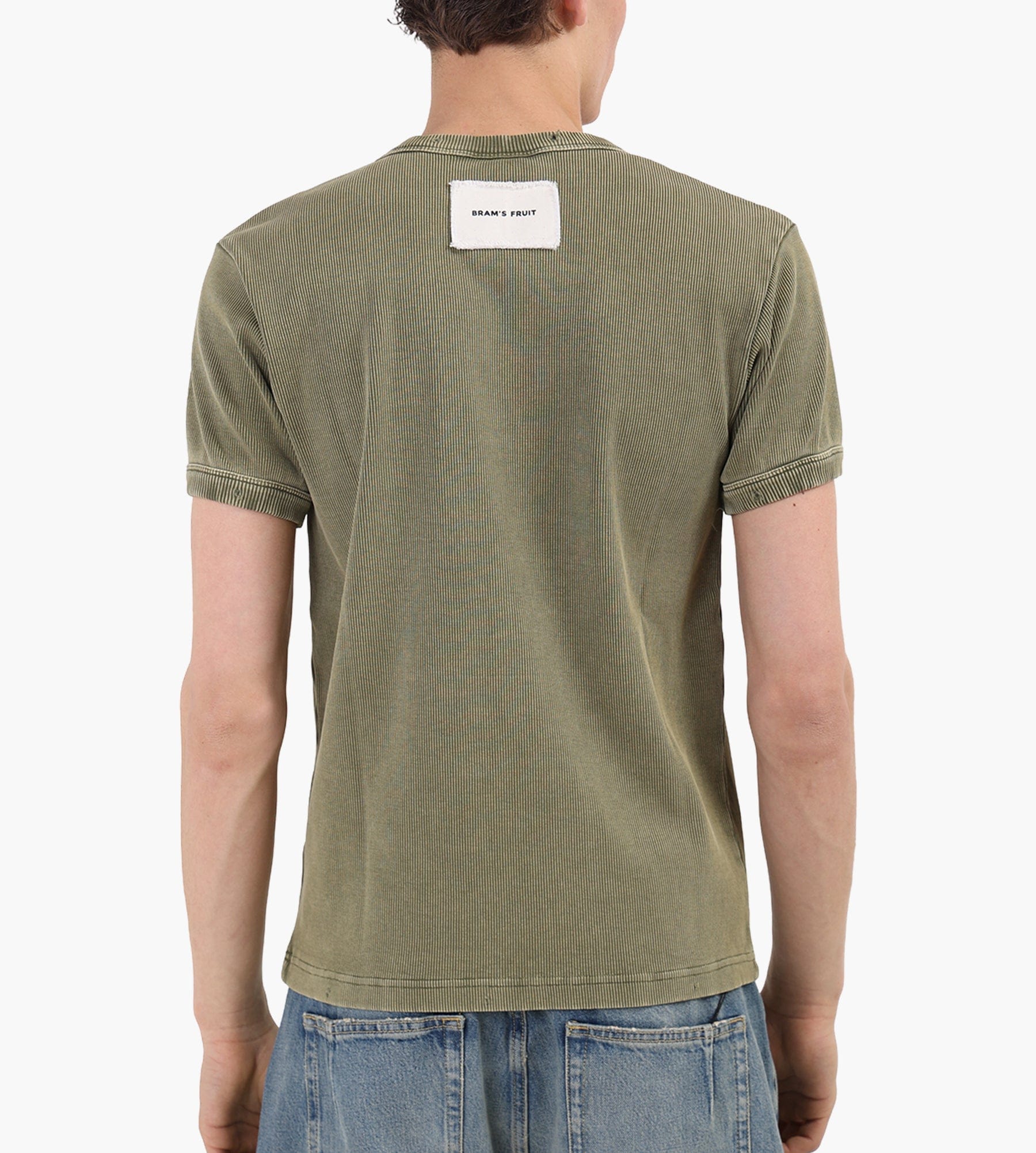Bram's Fruit Distressed Rib T-shirt Washed Olive Green