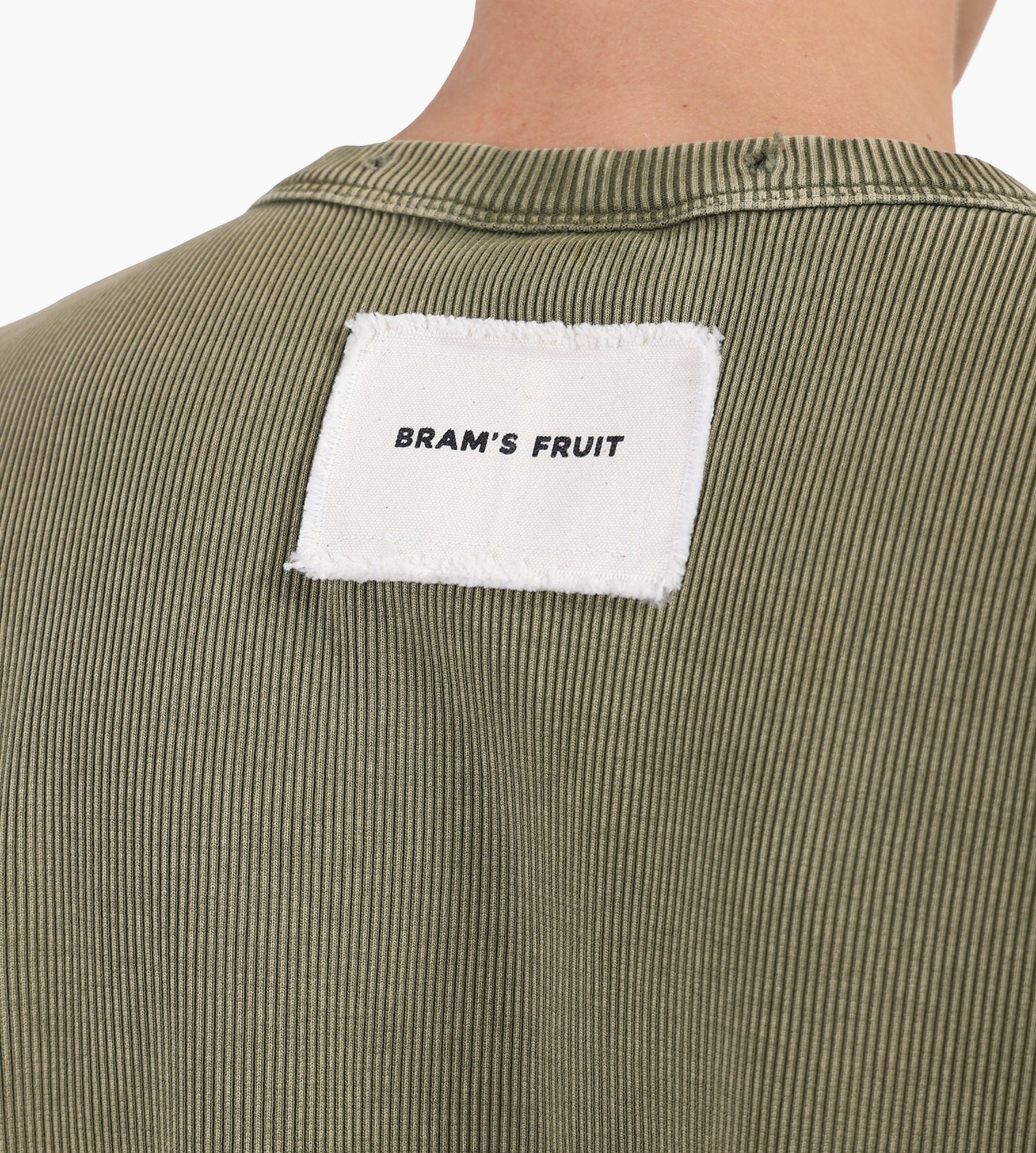 Bram's Fruit Distressed Rib T-shirt Washed Olive Green