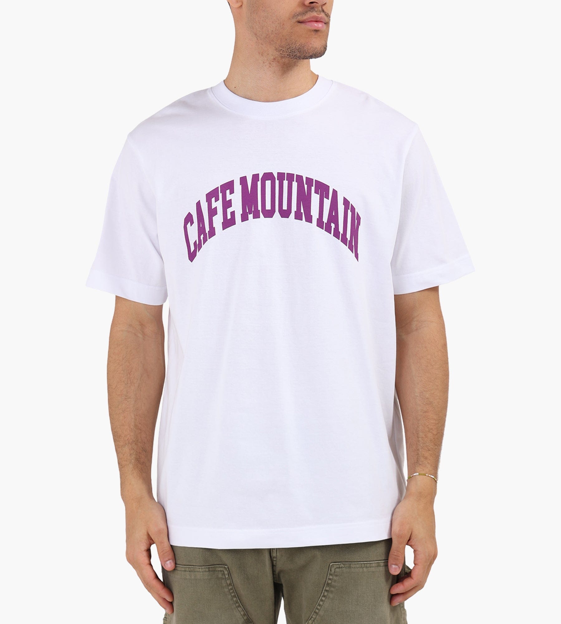 Café-Mountain College Logo Tee Natural And Purple