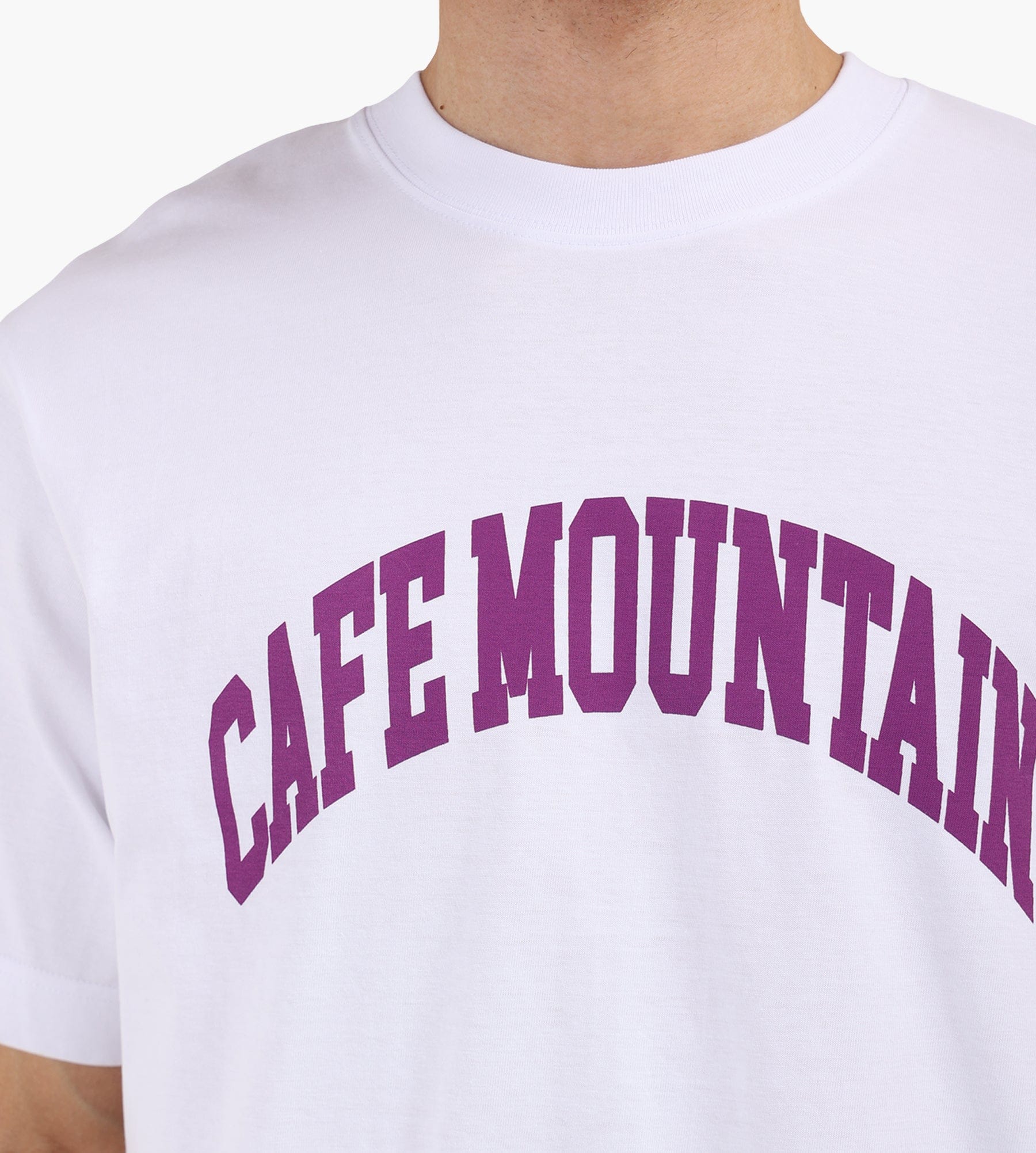 Café-Mountain College Logo Tee Natural And Purple