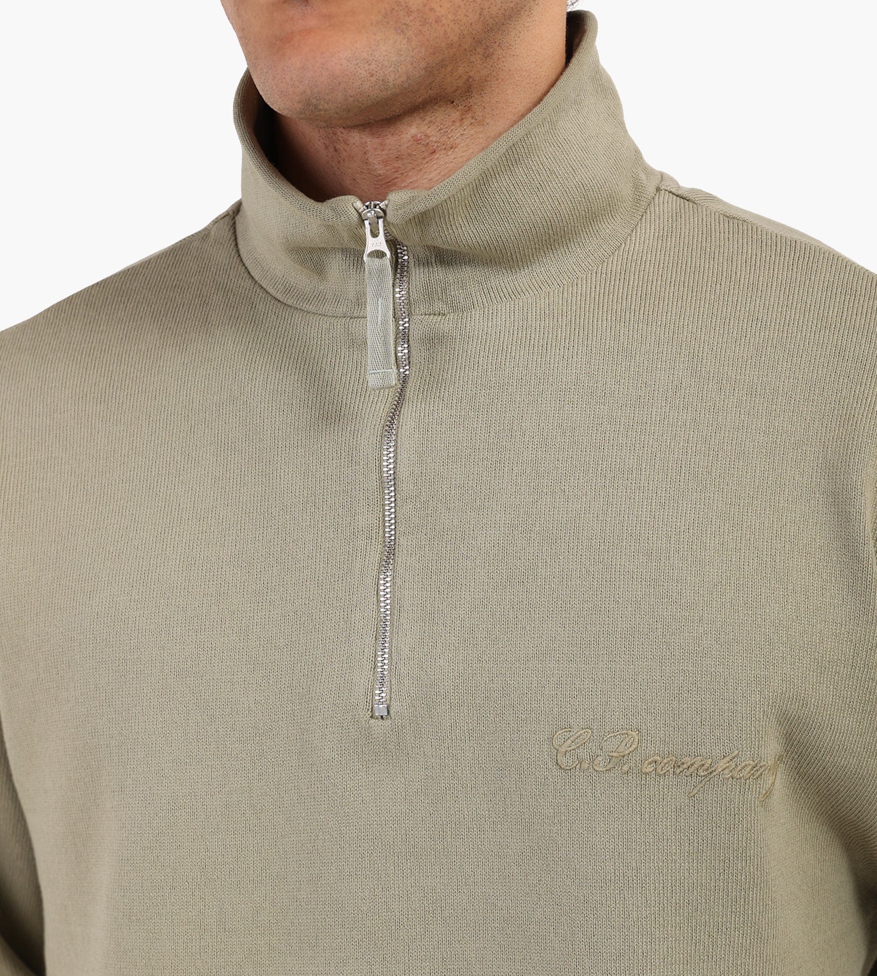C.P. Company Polo Collar In 10/2 Combed Jersey Moss Gray