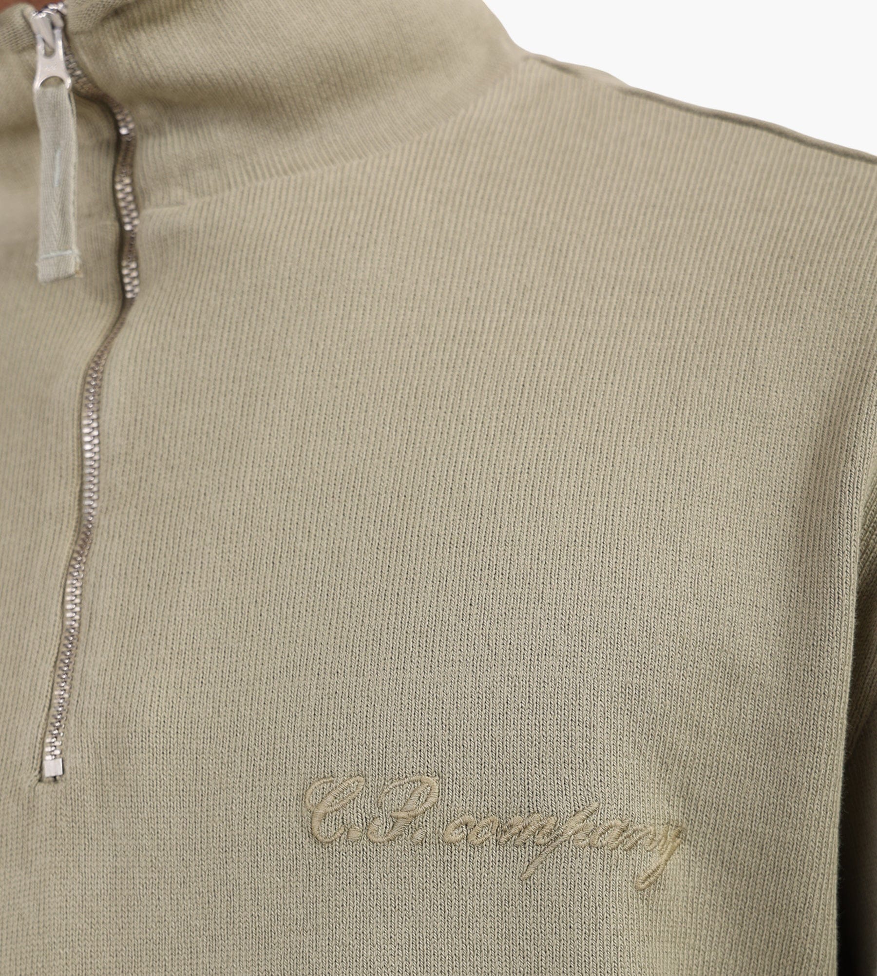 C.P. Company Polo Collar In 10/2 Combed Jersey Moss Gray