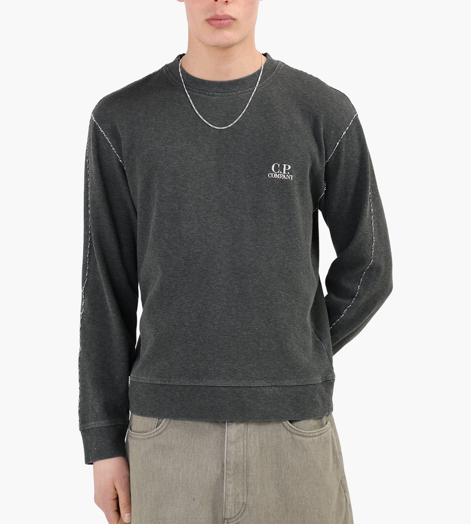 C.P. Company Heavy Jersey Plated Crewneck Gunmetal