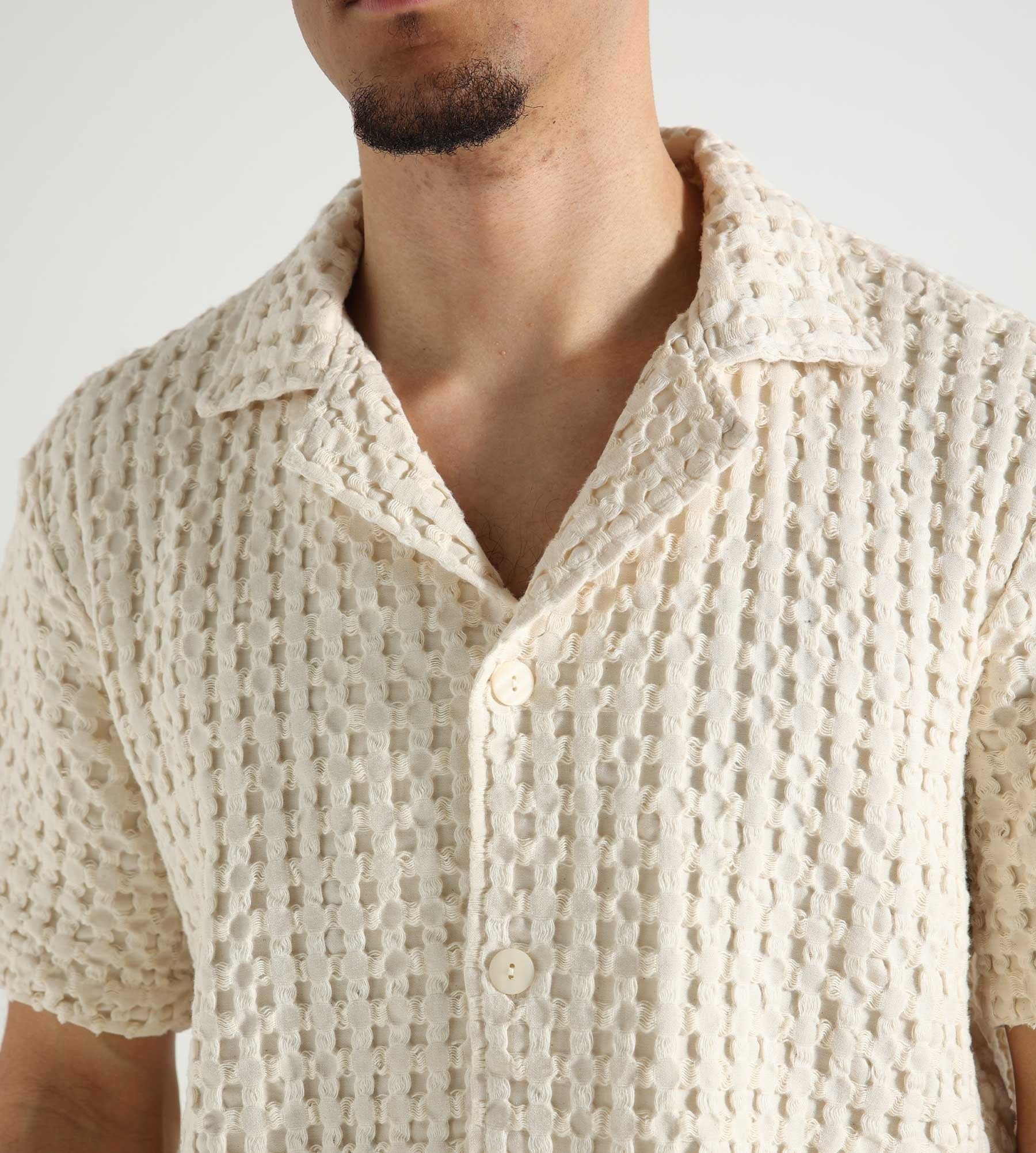 OAS Ecru Cuba Waffle Shirt