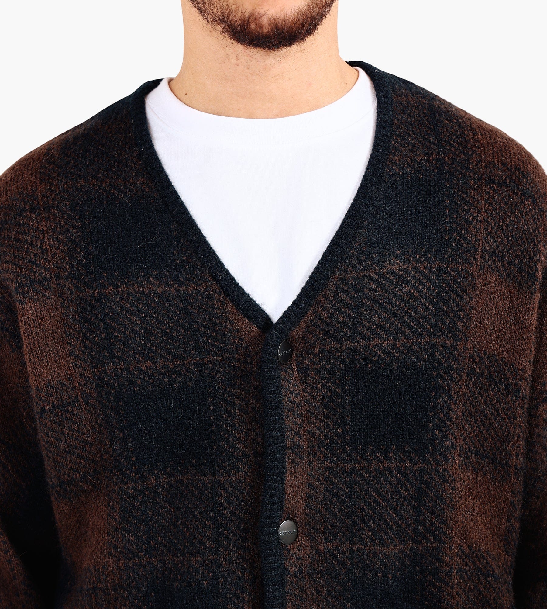 Carhartt WIP Everson Cardigan Everson Jacquard Black Palisander