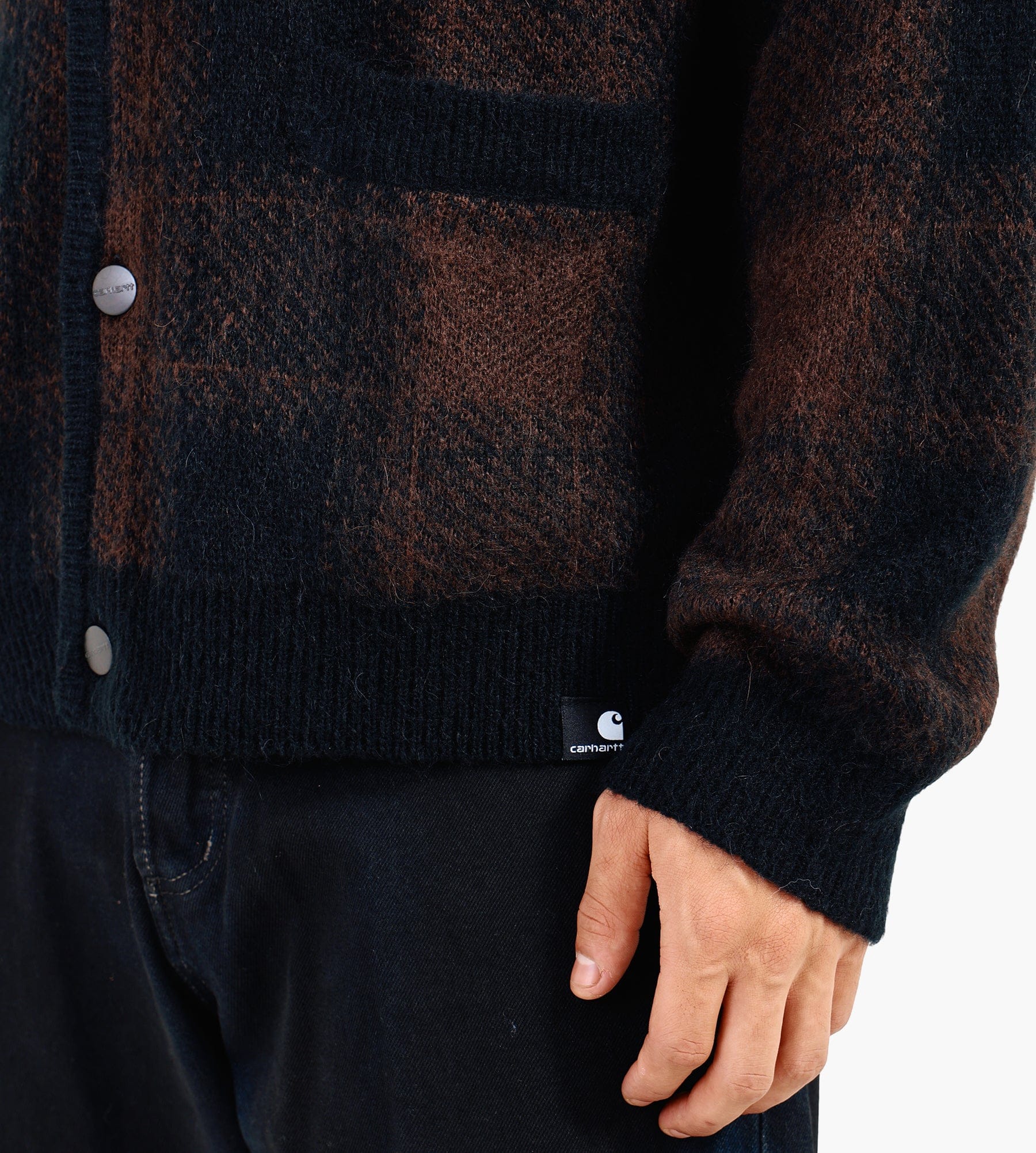 Carhartt WIP Everson Cardigan Everson Jacquard Black Palisander