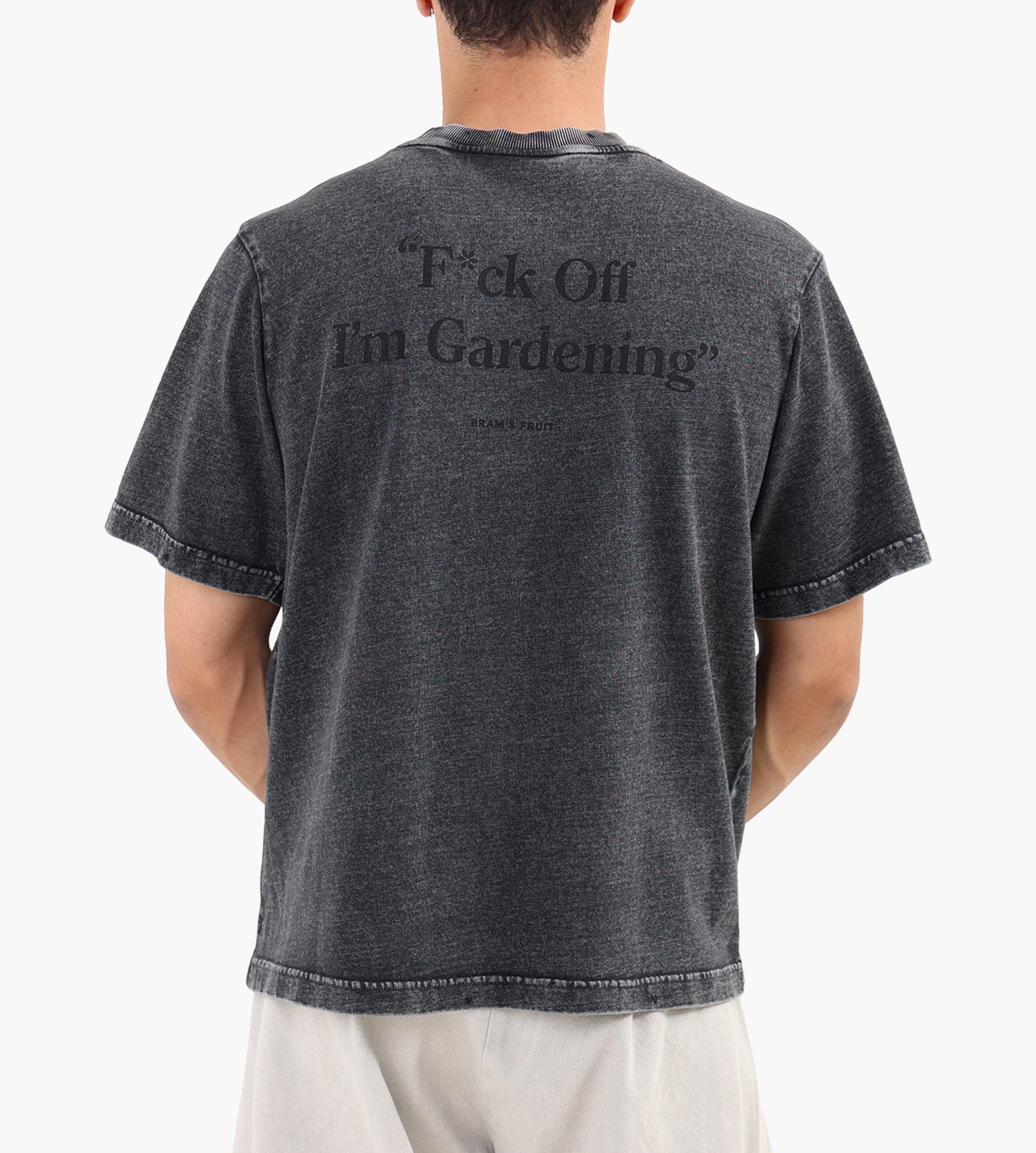 Bram's Fruit “F*ck Off” T-Shirt Distressed Washed Charcoal
