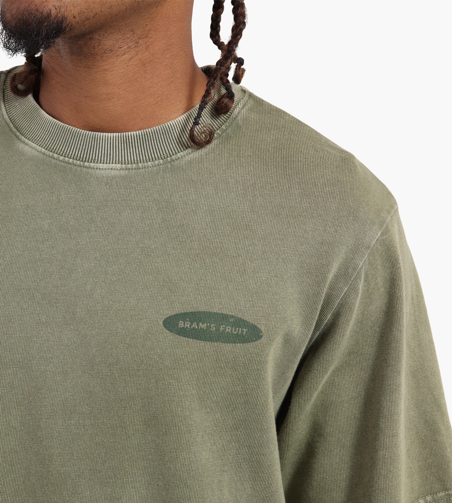 Bram's Fruit “F*ck Off” T-Shirt Distressed Washed Olive Green