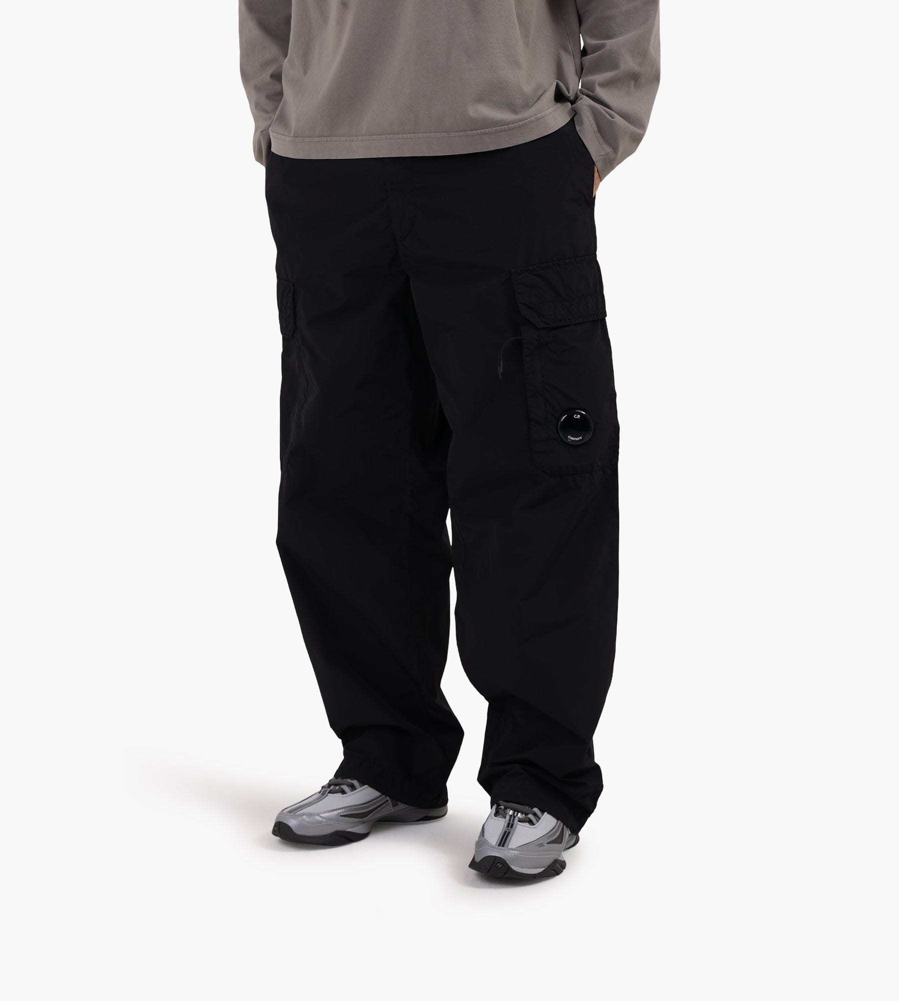 C.P. Company Flatt Nylon Loose Cargo Lens Pants Black