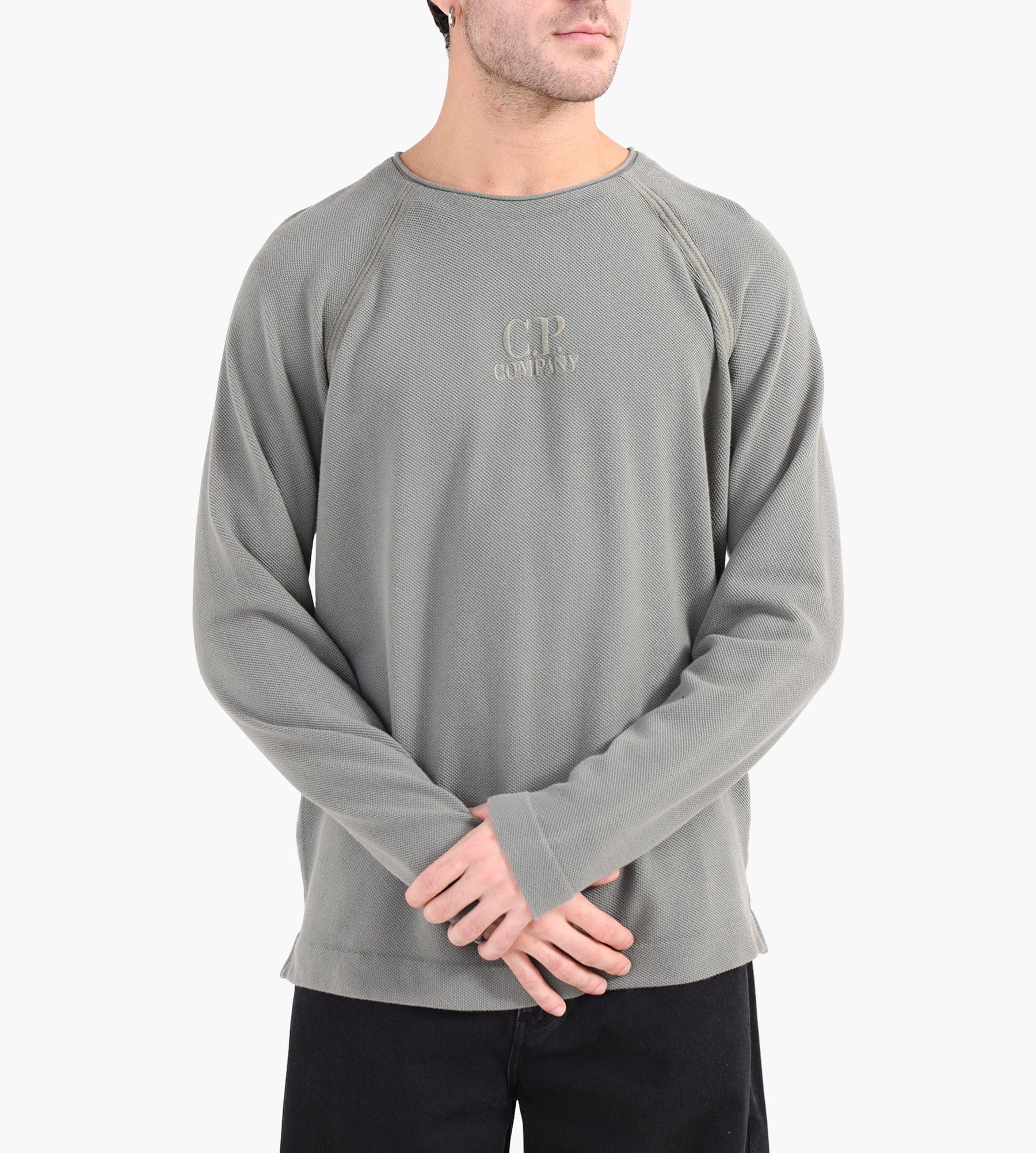 C.P. Company Heavy Piquet Pigment Dyed Mockneck Sweatshirt Gunmetal