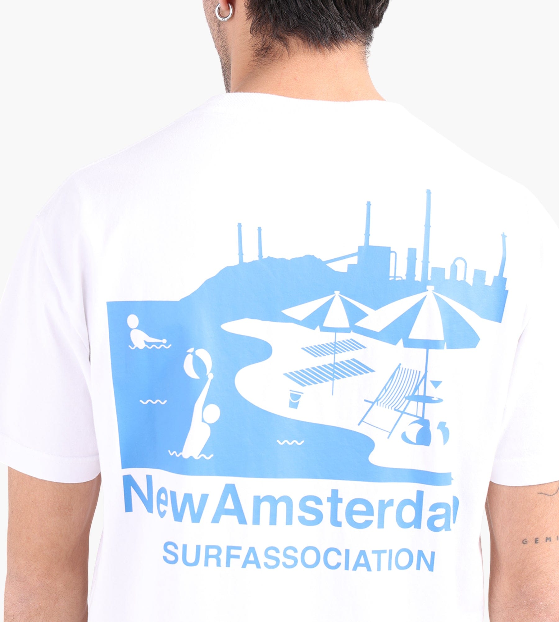 New Amsterdam Surf Association Beach Sign Tee White