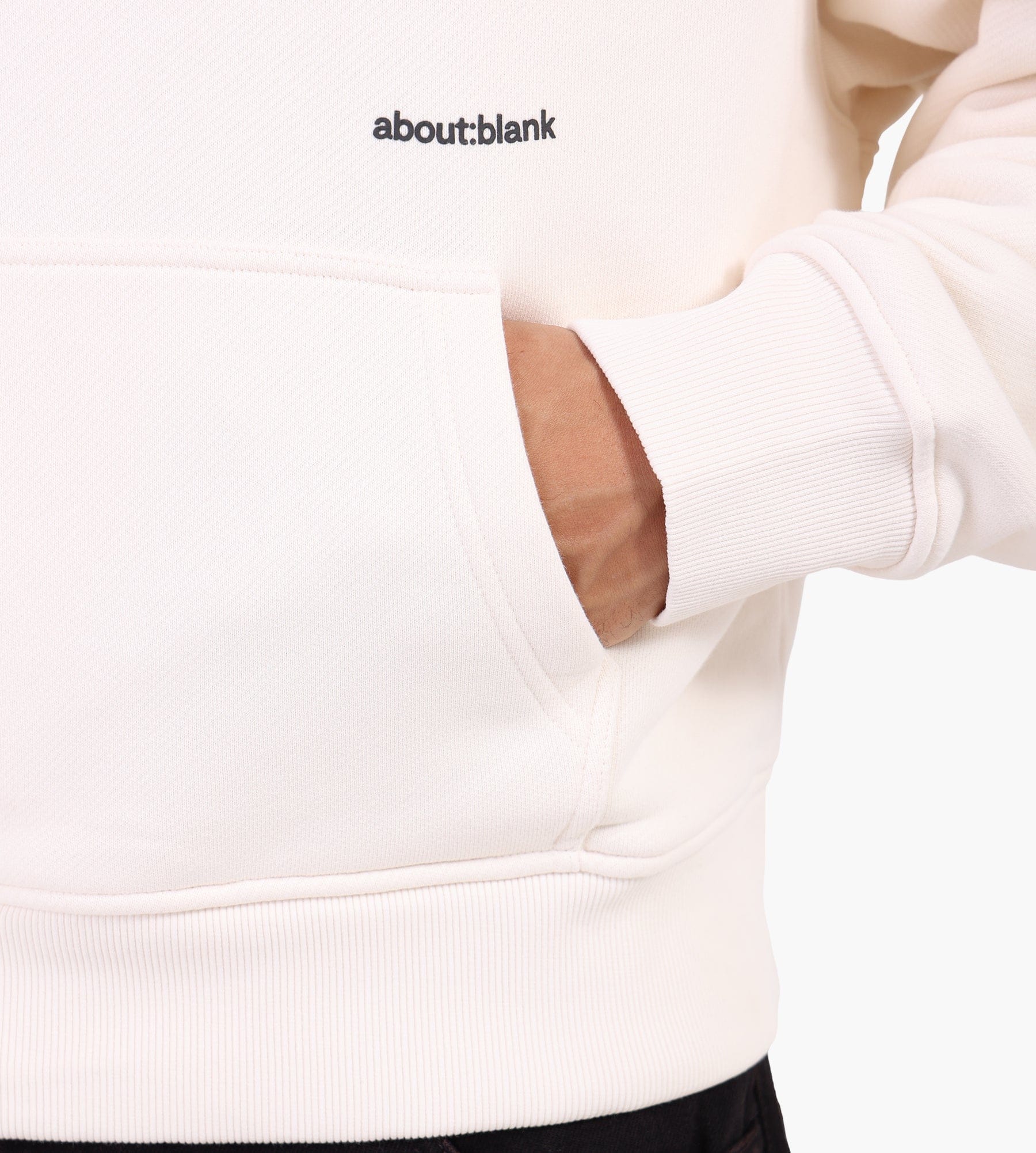 about:blank Box Hoodie Cotton Ecru Black