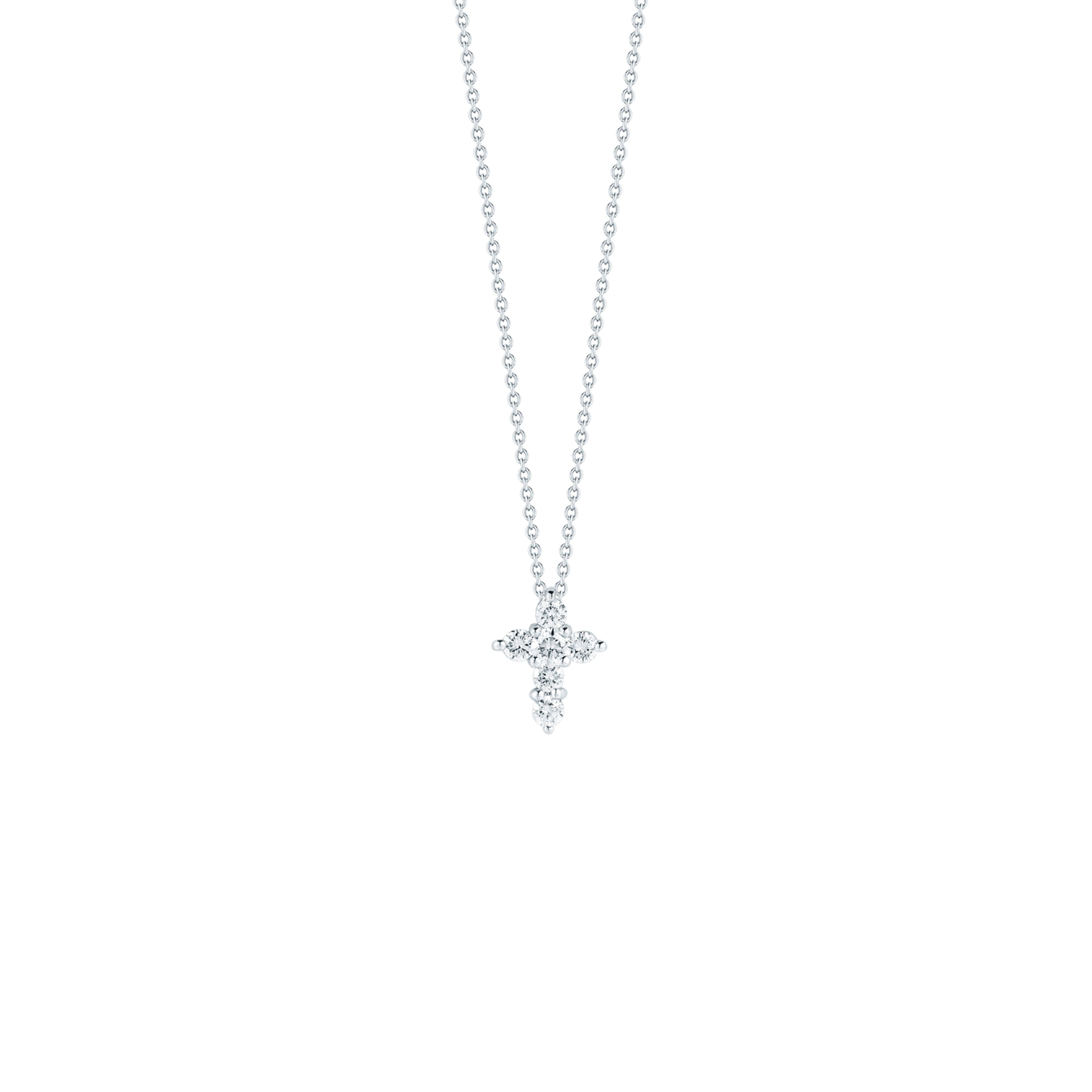 Roberto Coin Tiny Treasures 18K White Gold 0.20CT Mini Diamond Cross Necklace