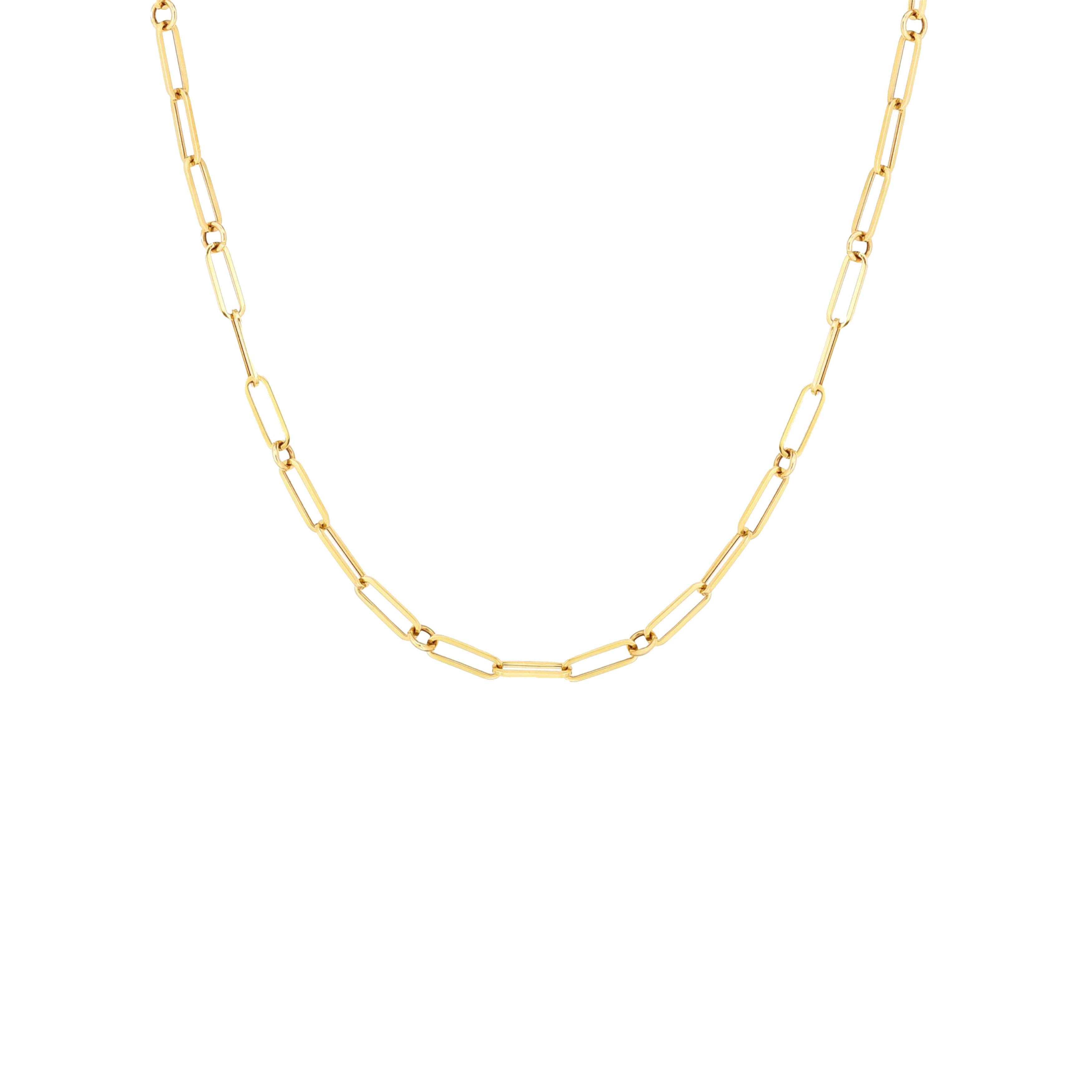 Roberto Coin 18K Yellow Gold 19" Designer Gold Paperclip and Round Link Chain Necklace