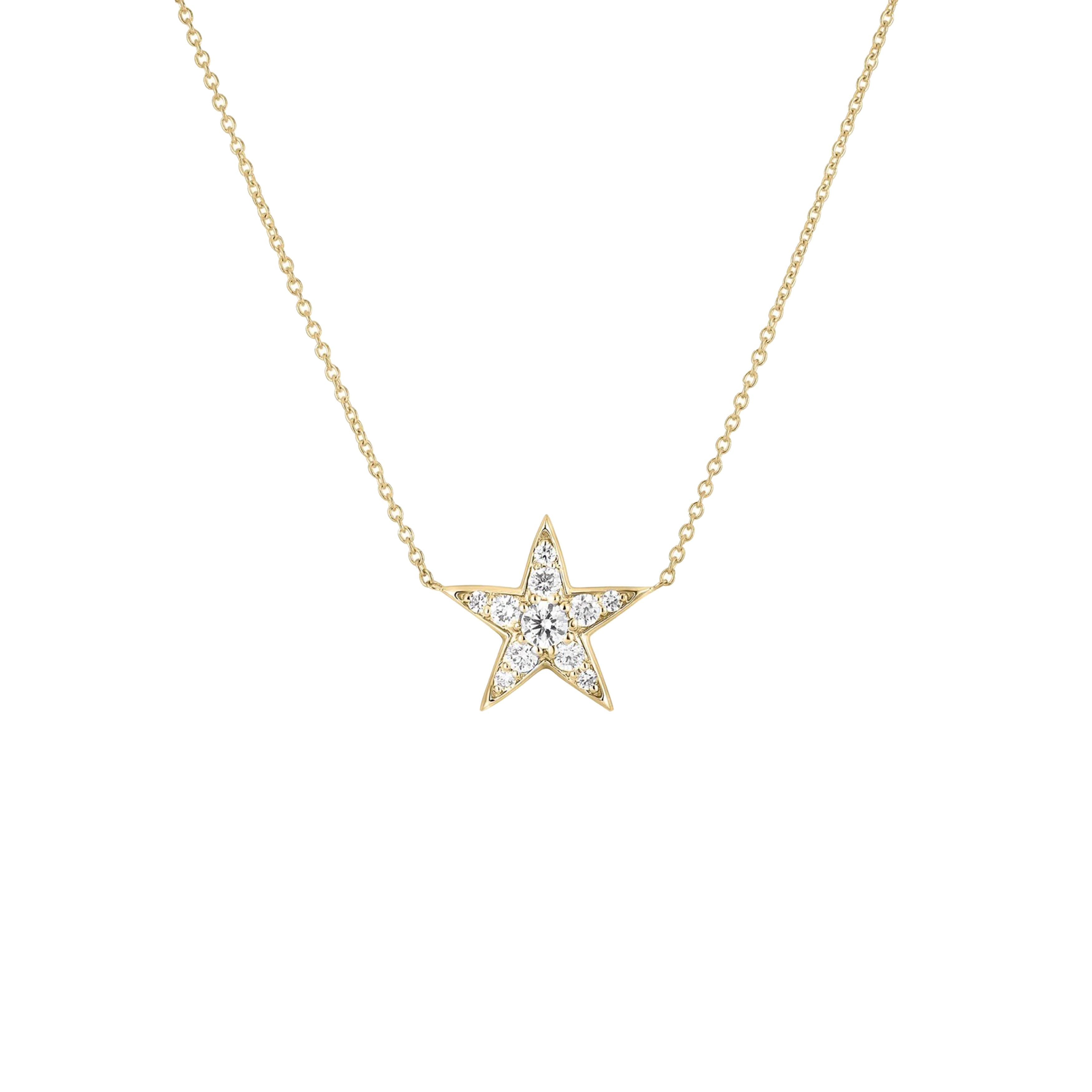 Roberto Coin Tiny Treasures 18K Yellow Gold 0.26CT Diamond Five Point Star Necklace