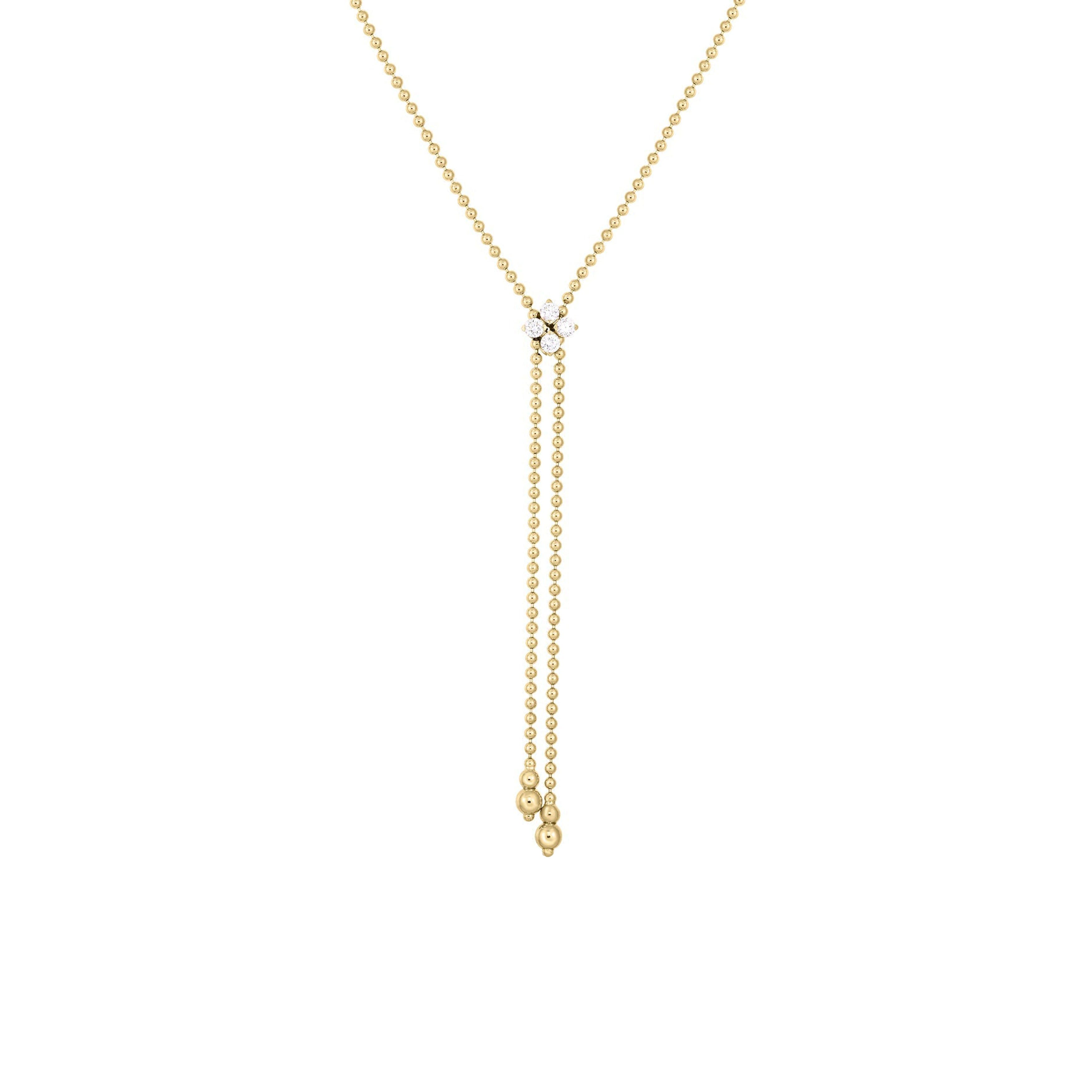 Roberto Coin Love In Verona 18K Yellow Gold 0.30CT Diamond Flower Lariat Necklace