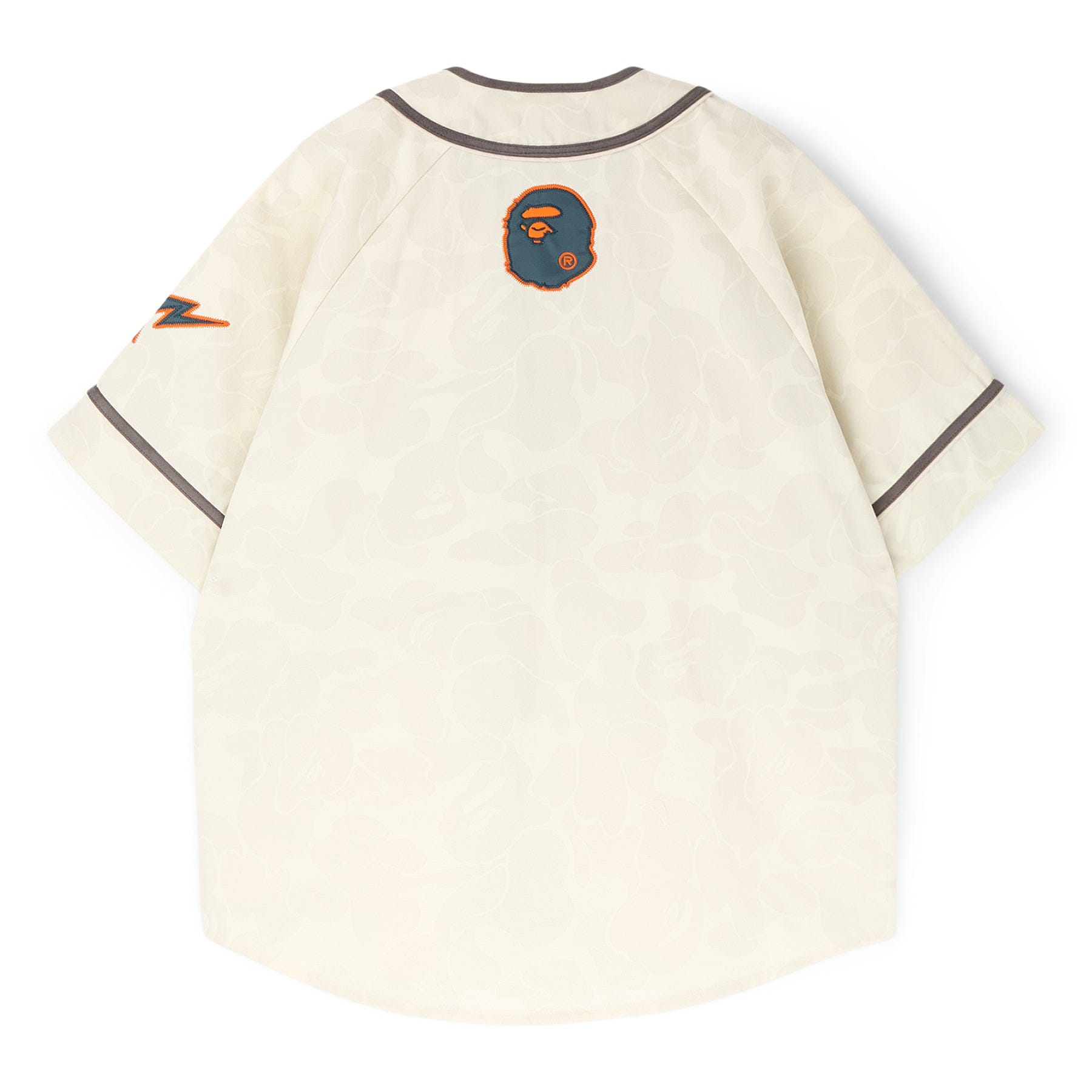 BAPE A Bathing Ape Solid Camo Multi Logo Baseball Ss Shirt M (Ivory)