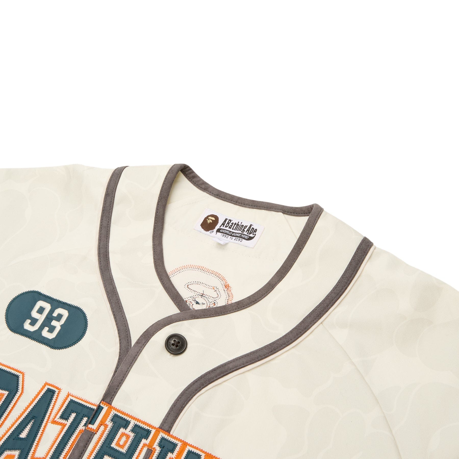 BAPE A Bathing Ape Solid Camo Multi Logo Baseball Ss Shirt M (Ivory)