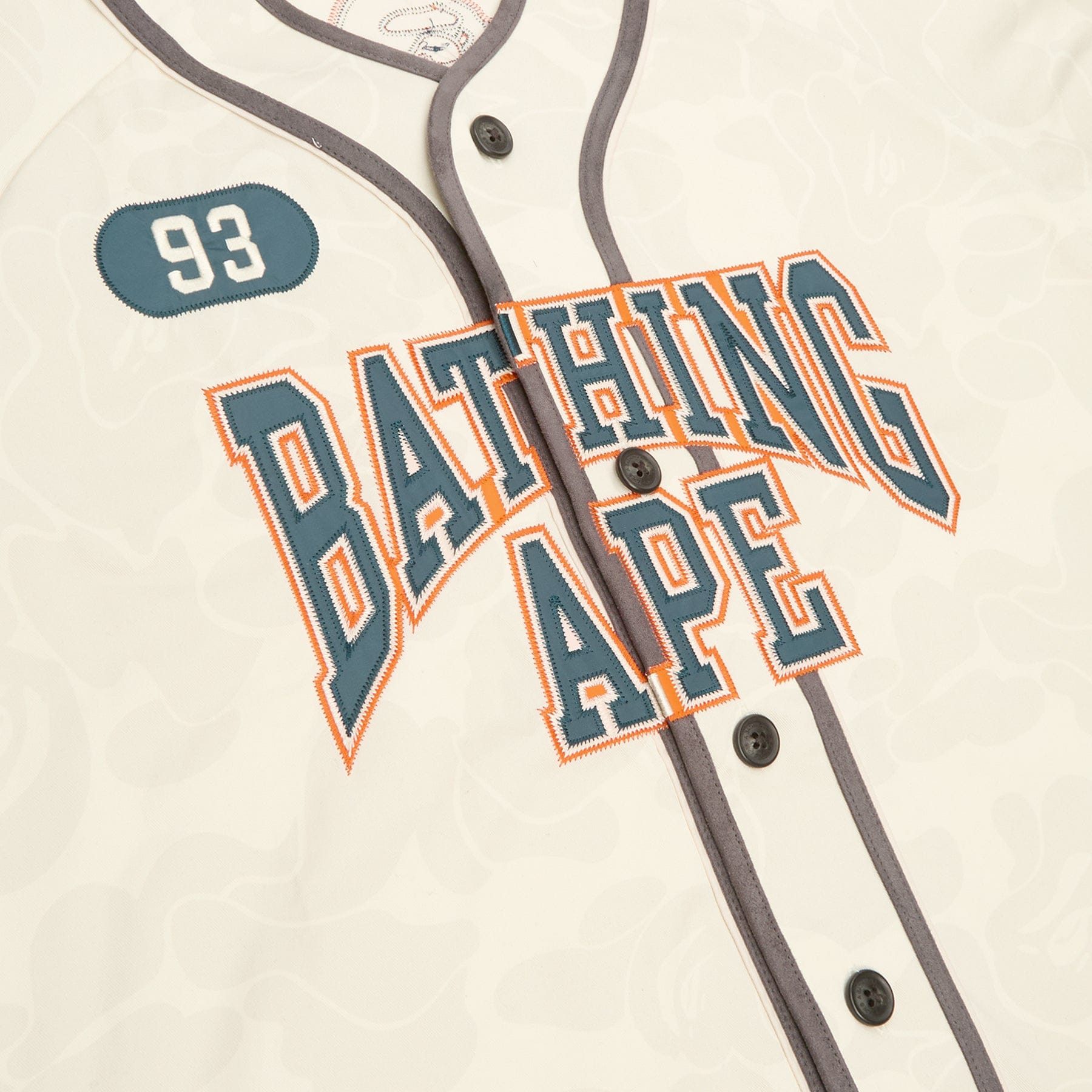 BAPE A Bathing Ape Solid Camo Multi Logo Baseball Ss Shirt M (Ivory)