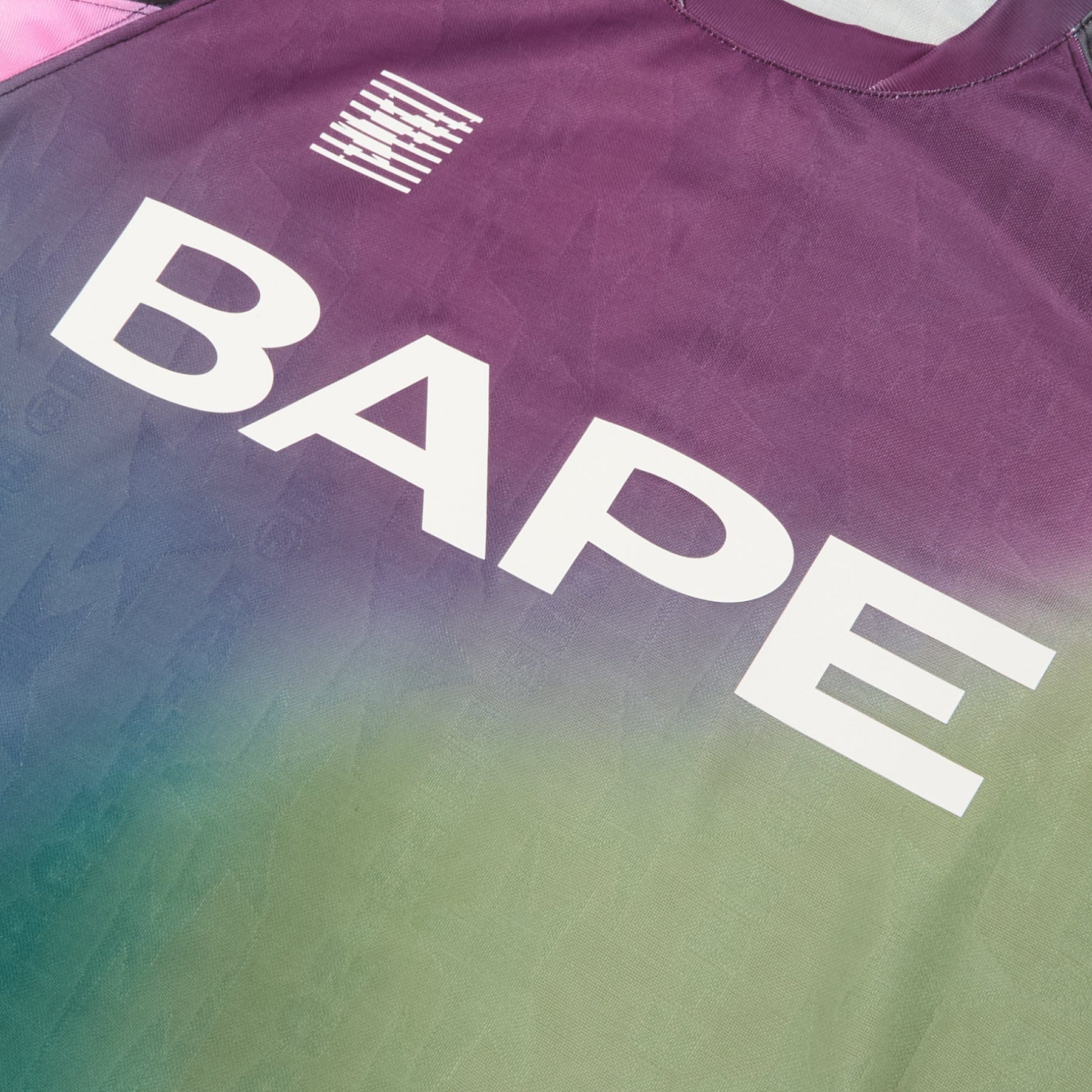 BAPE A Bathing Ape Tie Dye Sta Stripe Pattern Relaxed Fit Football Jersey Tee M (Black)