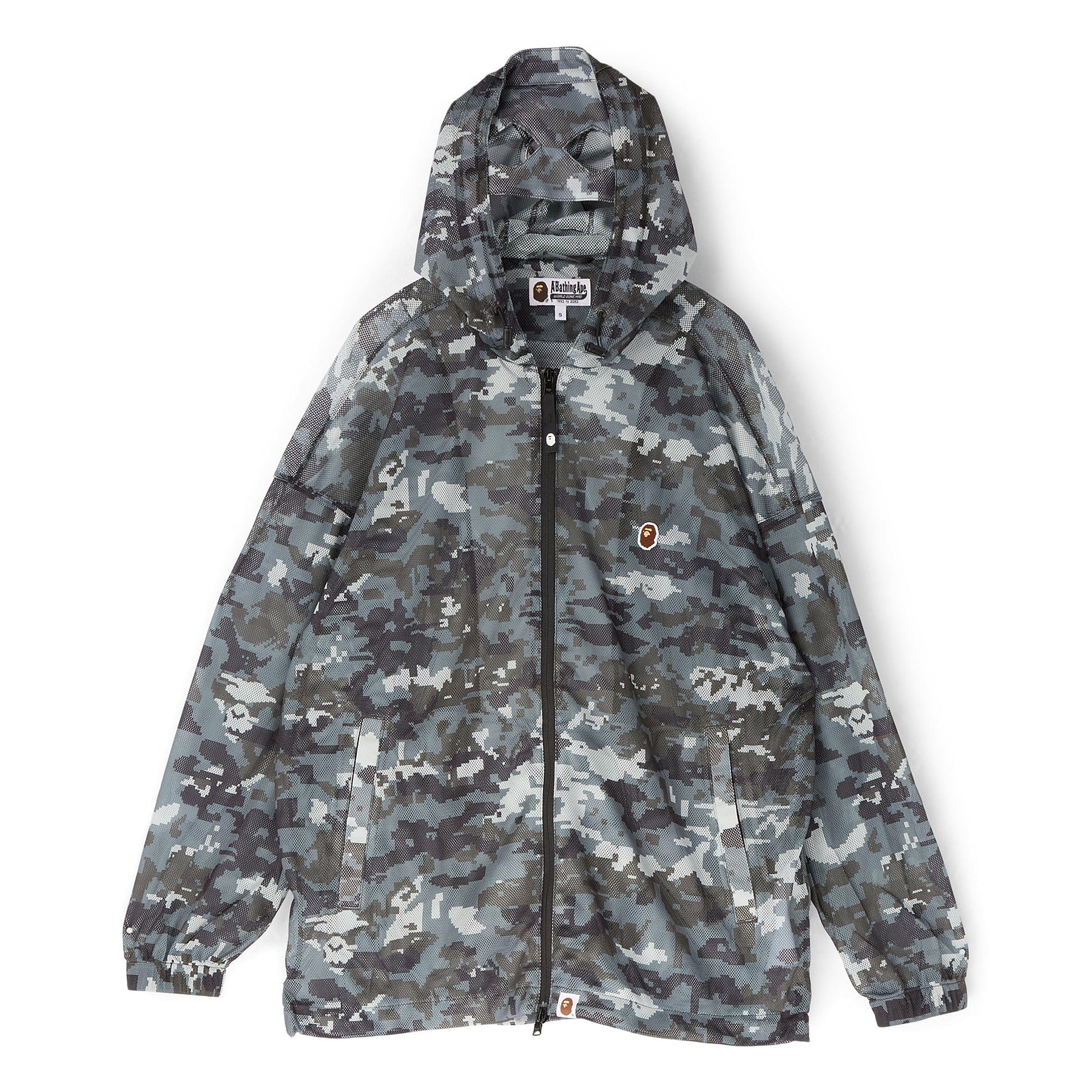 BAPE A Bathing Ape Multi Pixel Camo Mesh Hoodie Jacket M (Black)