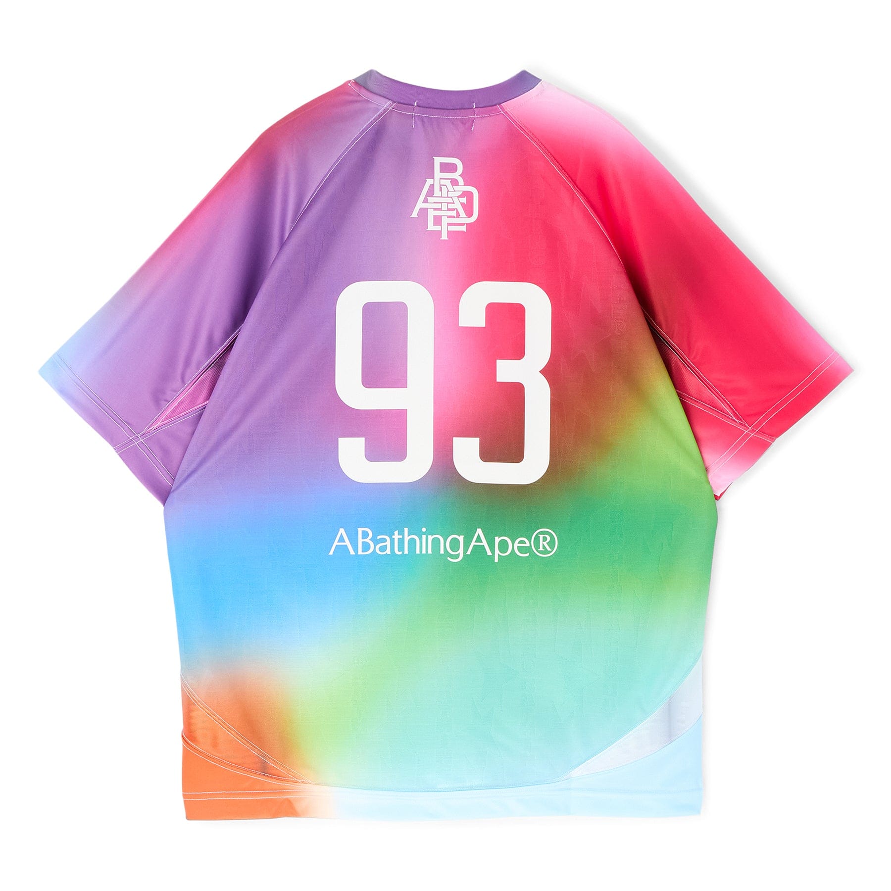 BAPE A Bathing Ape Tie Dye Sta Stripe Pattern Relaxed Fit Football Jersey Tee M (Multi)
