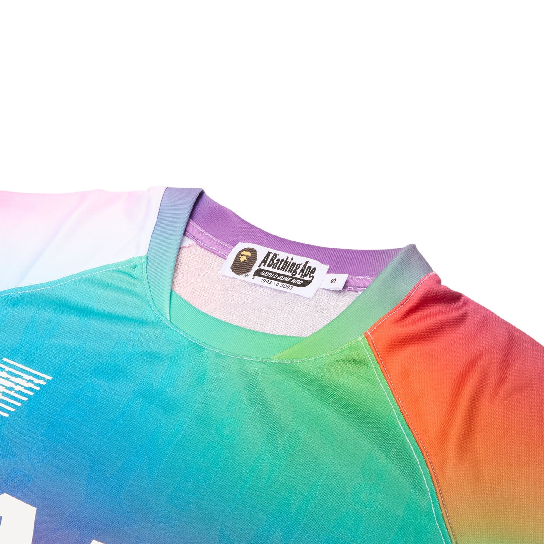 BAPE A Bathing Ape Tie Dye Sta Stripe Pattern Relaxed Fit Football Jersey Tee M (Multi)