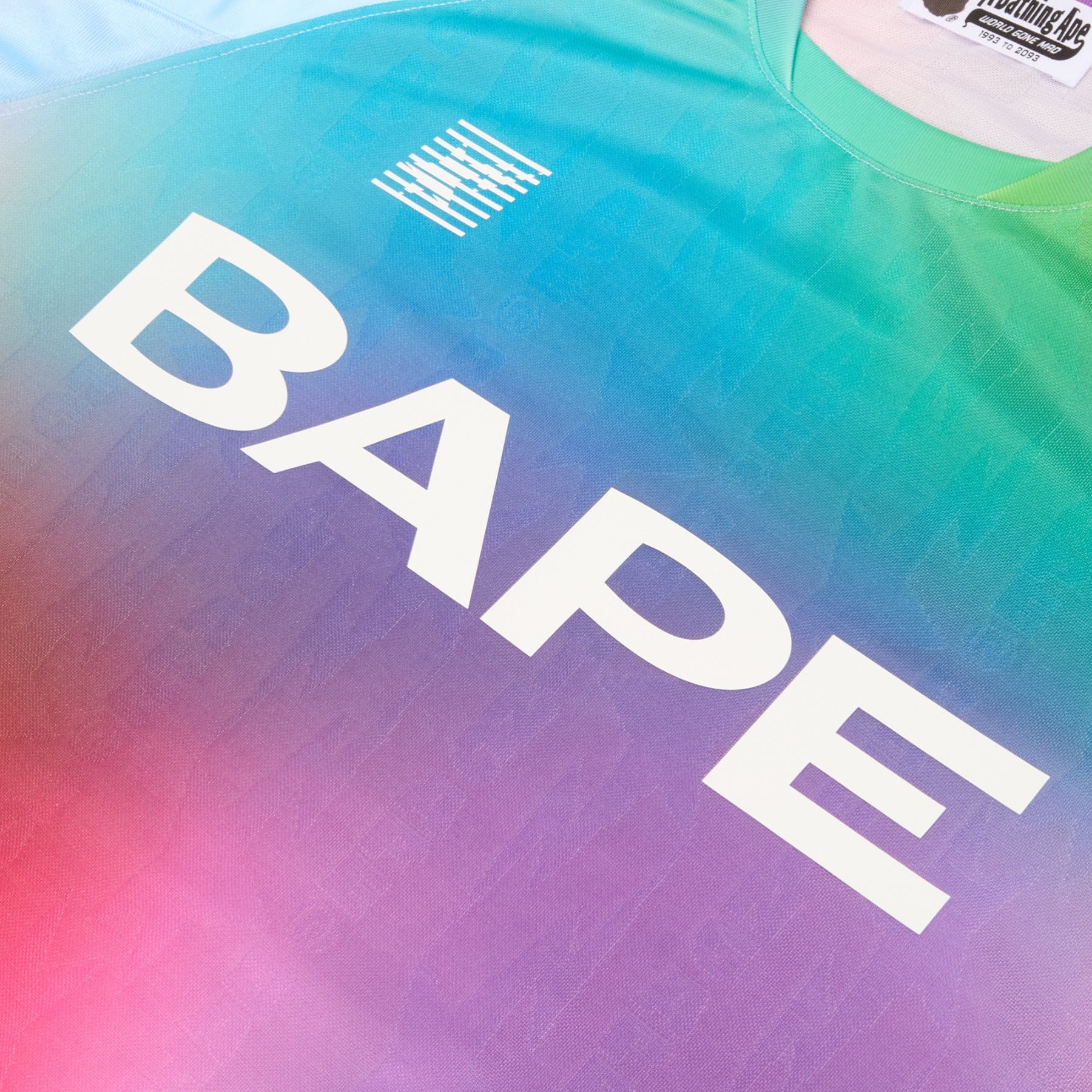 BAPE A Bathing Ape Tie Dye Sta Stripe Pattern Relaxed Fit Football Jersey Tee M (Multi)