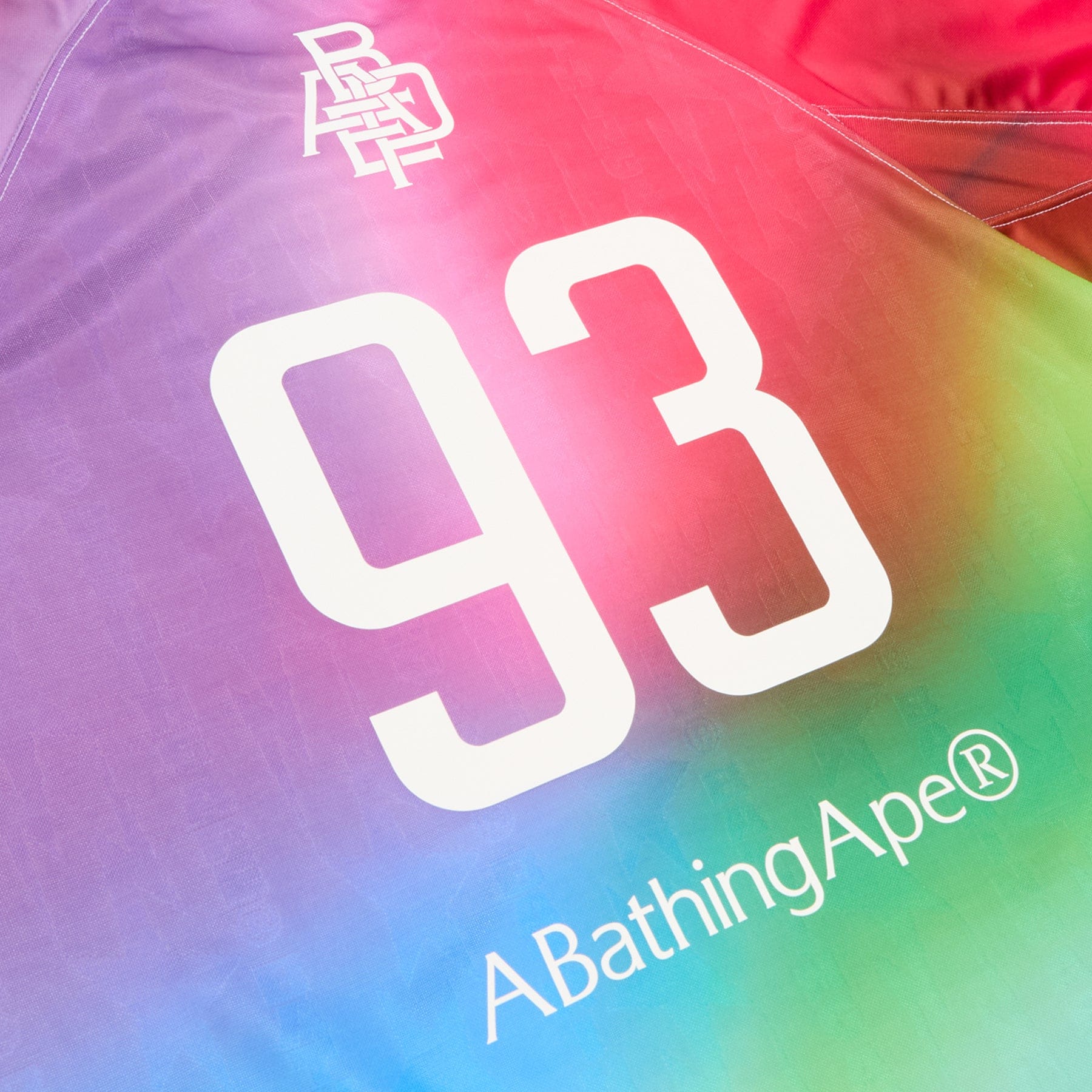 BAPE A Bathing Ape Tie Dye Sta Stripe Pattern Relaxed Fit Football Jersey Tee M (Multi)