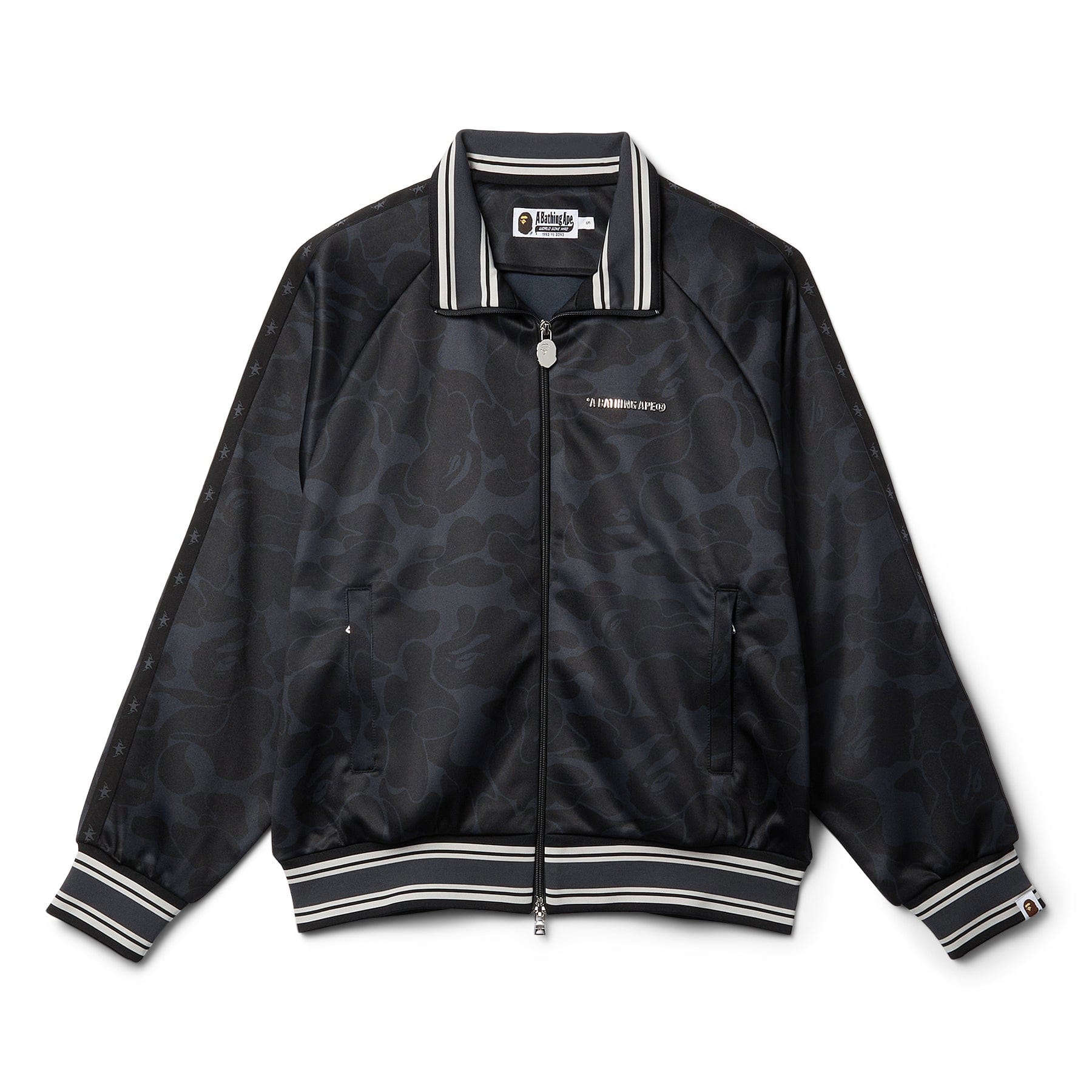 BAPE A Bathing Ape Solid Camo Bathing Ape Logo Relaxed Fit Track Jacket (Black)