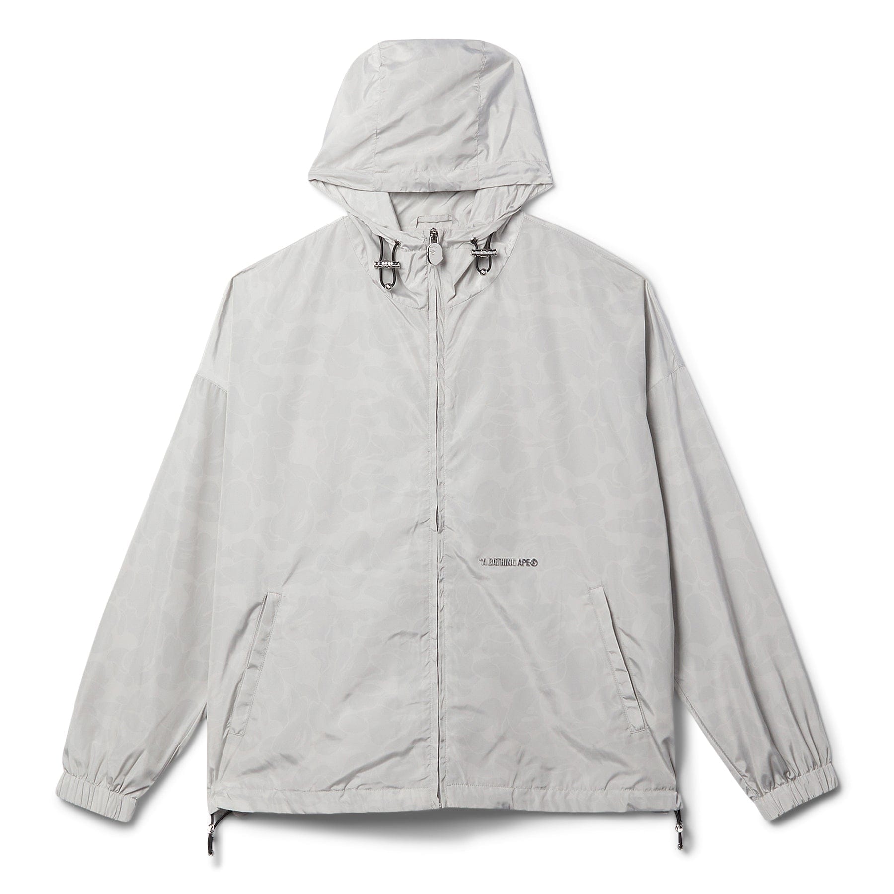 BAPE A Bathing Ape Solid Color Nylon Hooded Jacket (Gray)