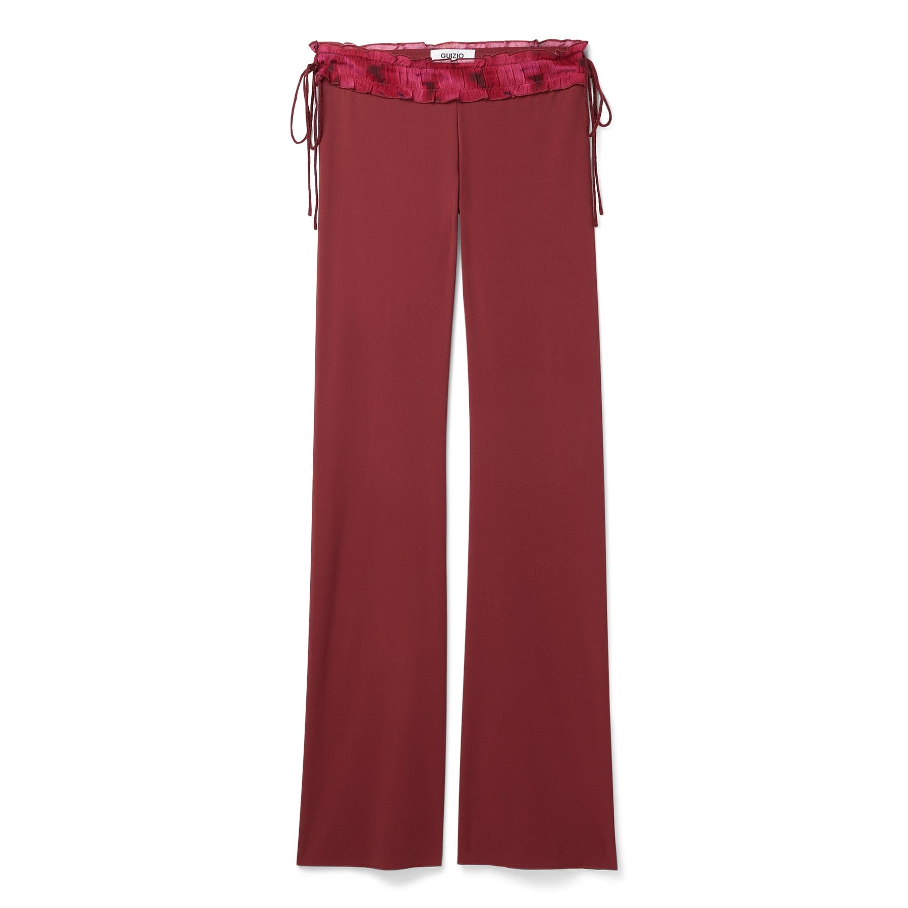 Danielle Guizio Ruched Side Tie Stretch Pant (Bordeaux)