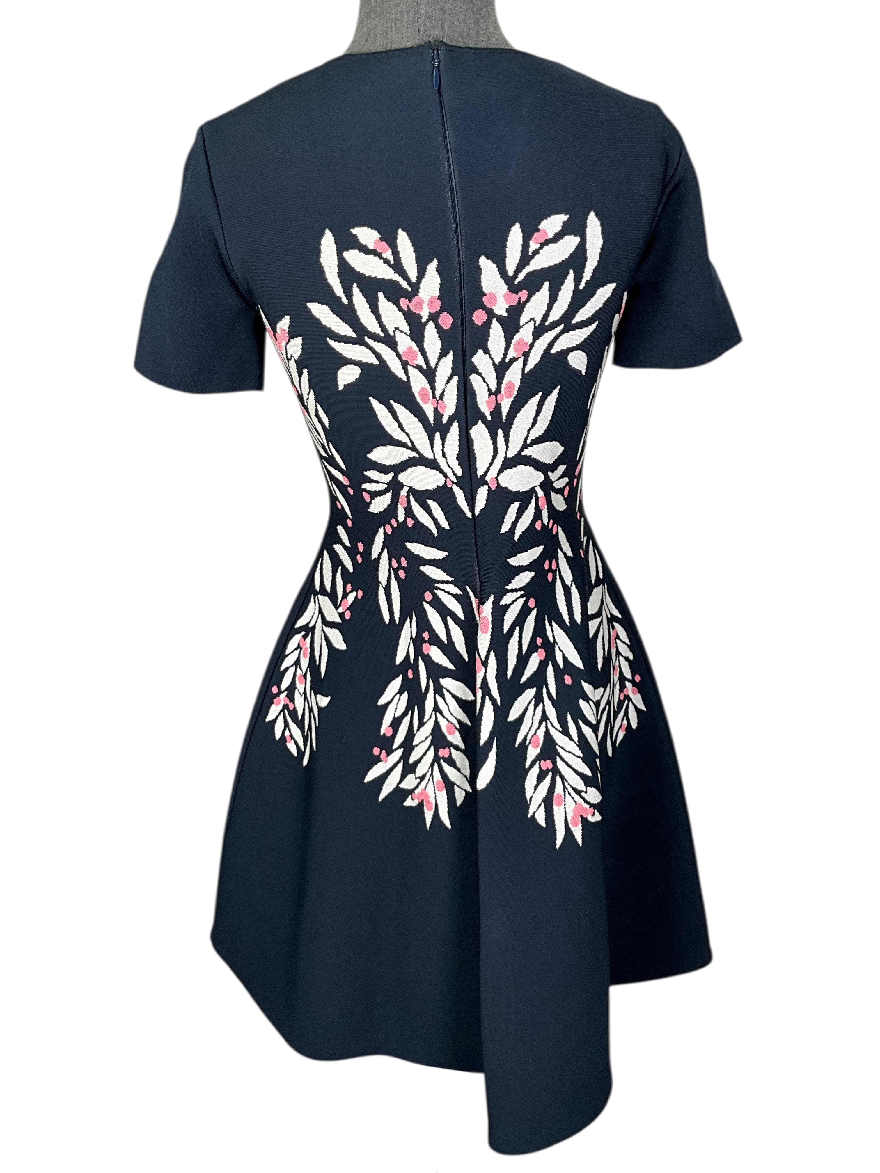 Oscar de la Renta Floral Knit Short Sleeve Dress Size S