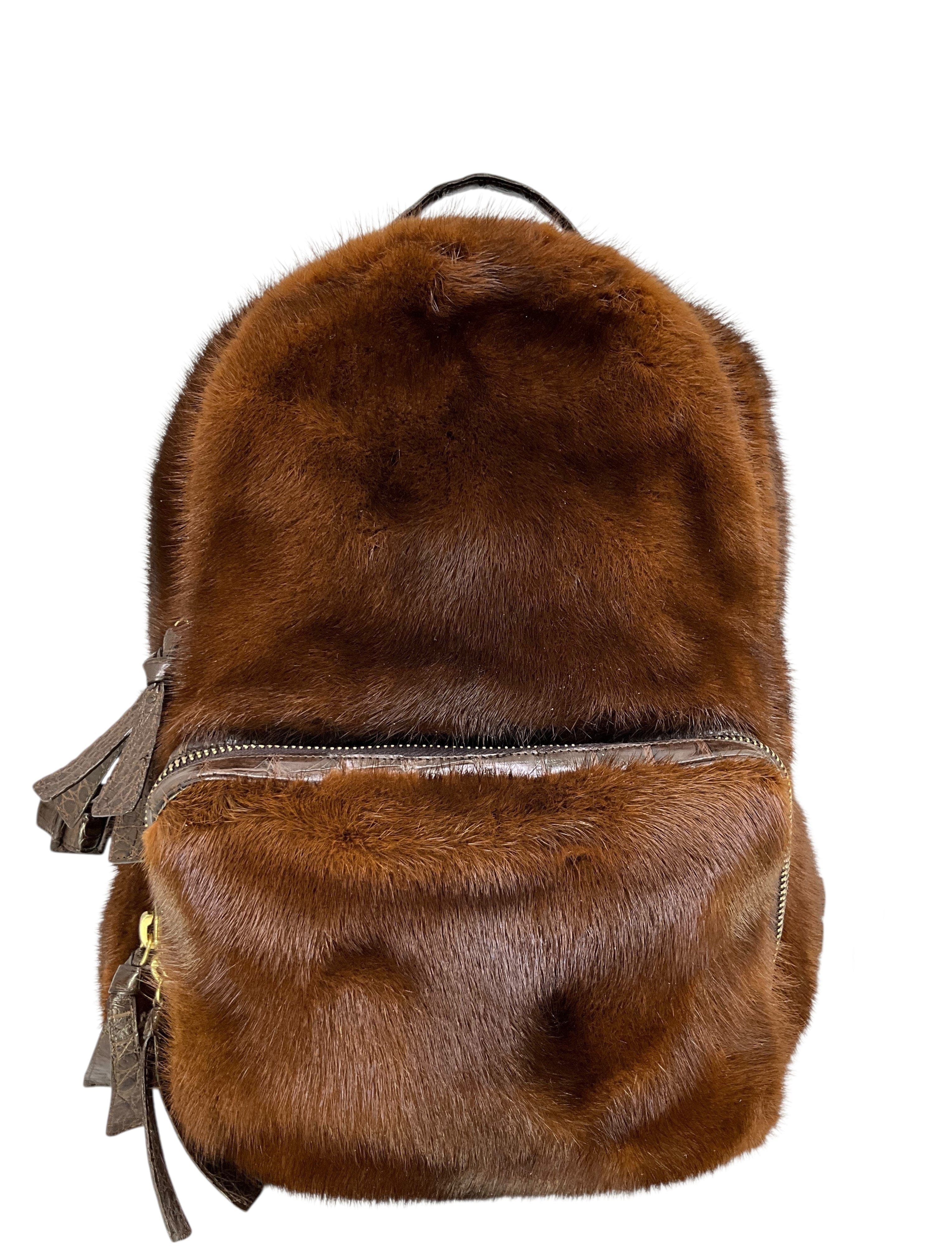 Nancy Gonzalez Mink and Crocodile Backpack Bag