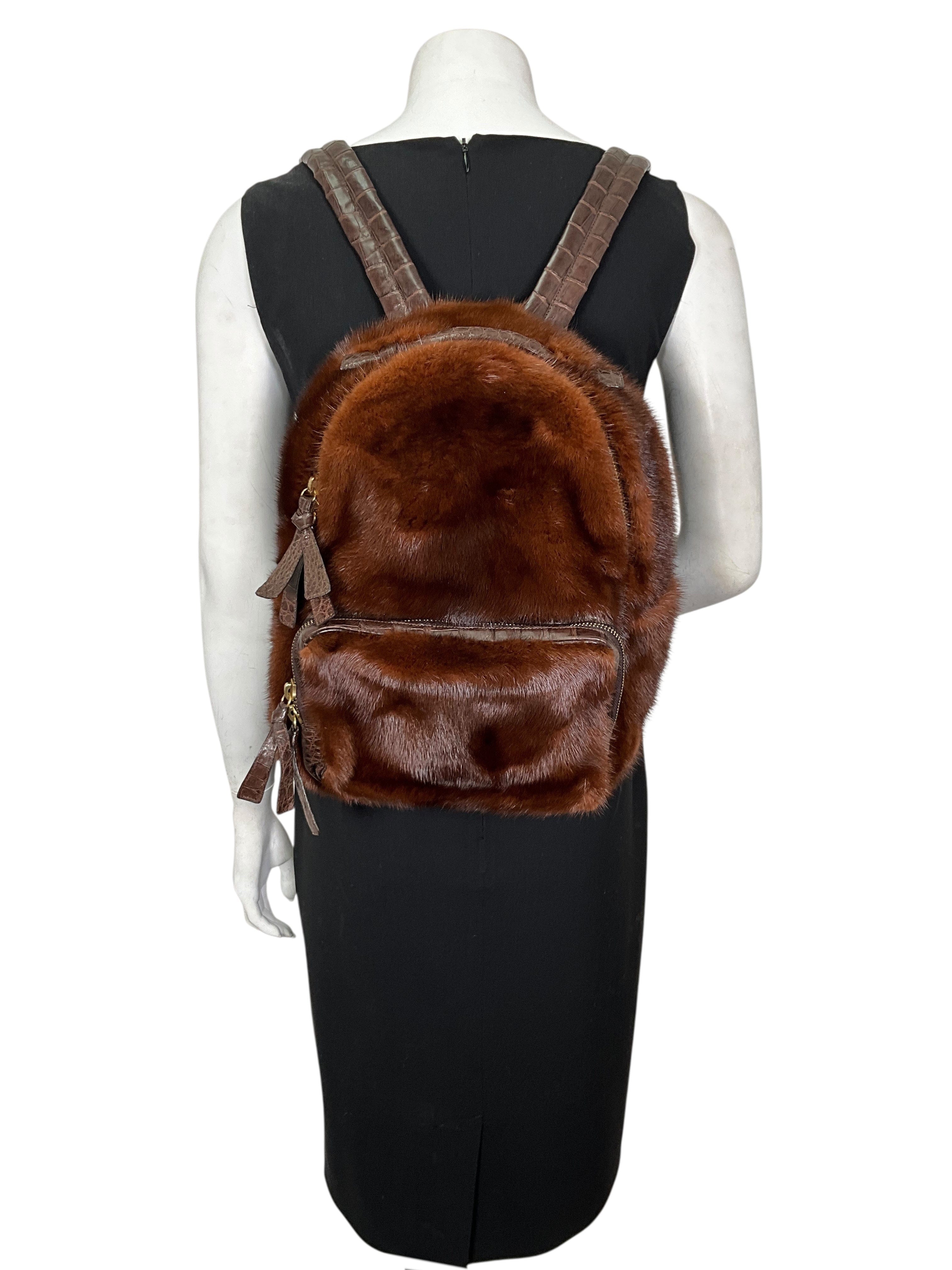 Nancy Gonzalez Mink and Crocodile Backpack Bag