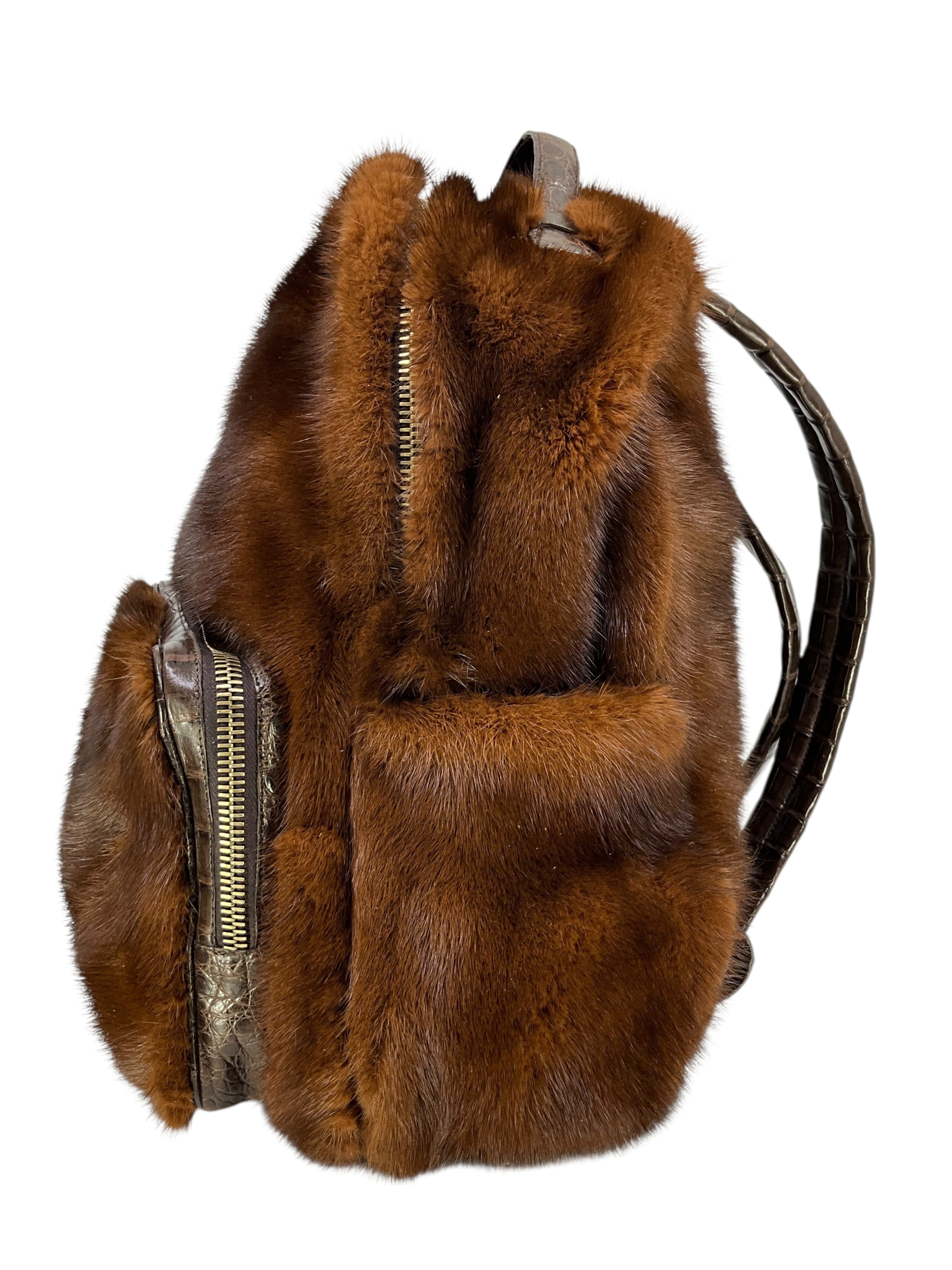 Nancy Gonzalez Mink and Crocodile Backpack Bag