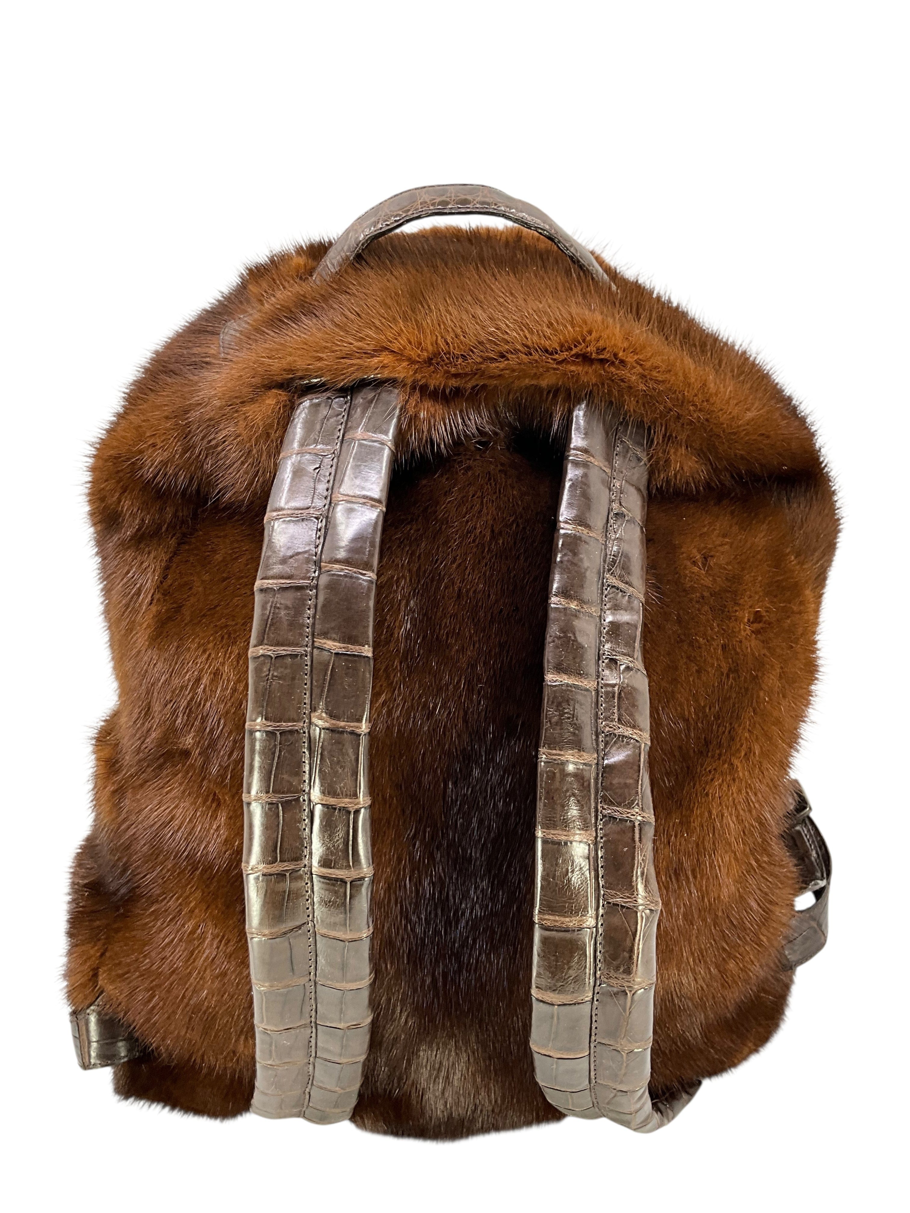 Nancy Gonzalez Mink and Crocodile Backpack Bag