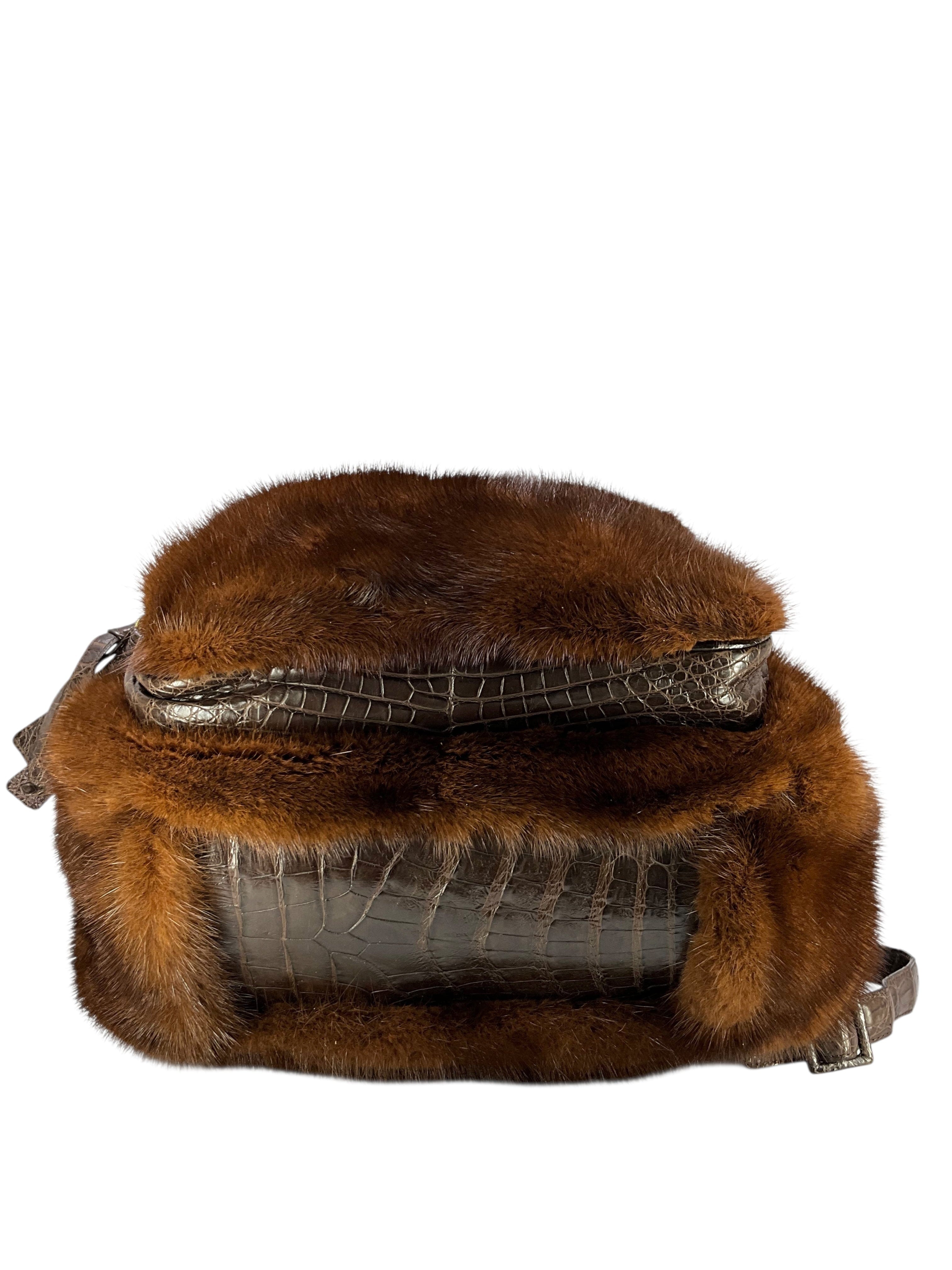 Nancy Gonzalez Mink and Crocodile Backpack Bag