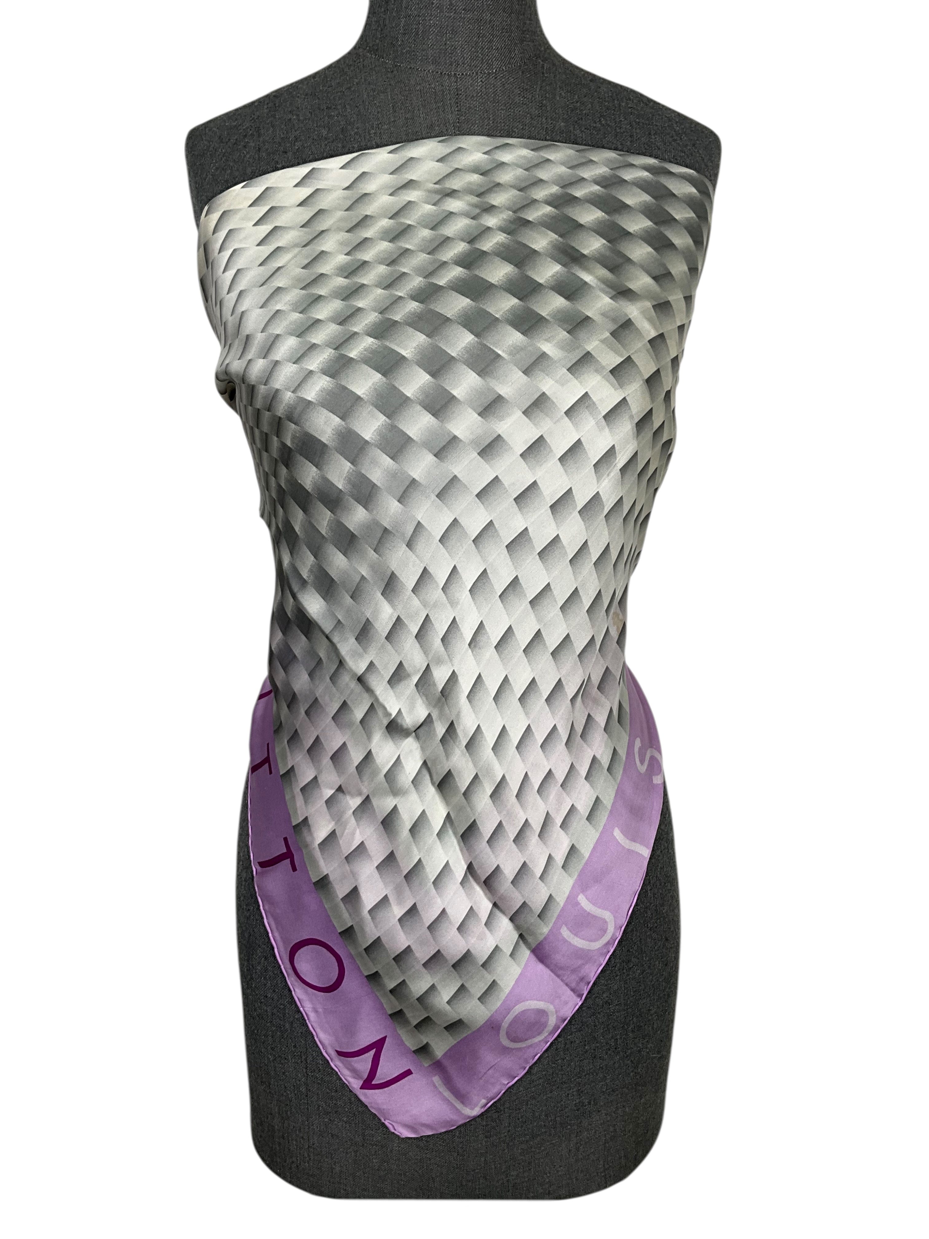 Louis Vuitton Damier Checkered Logo Print Silk Scarf