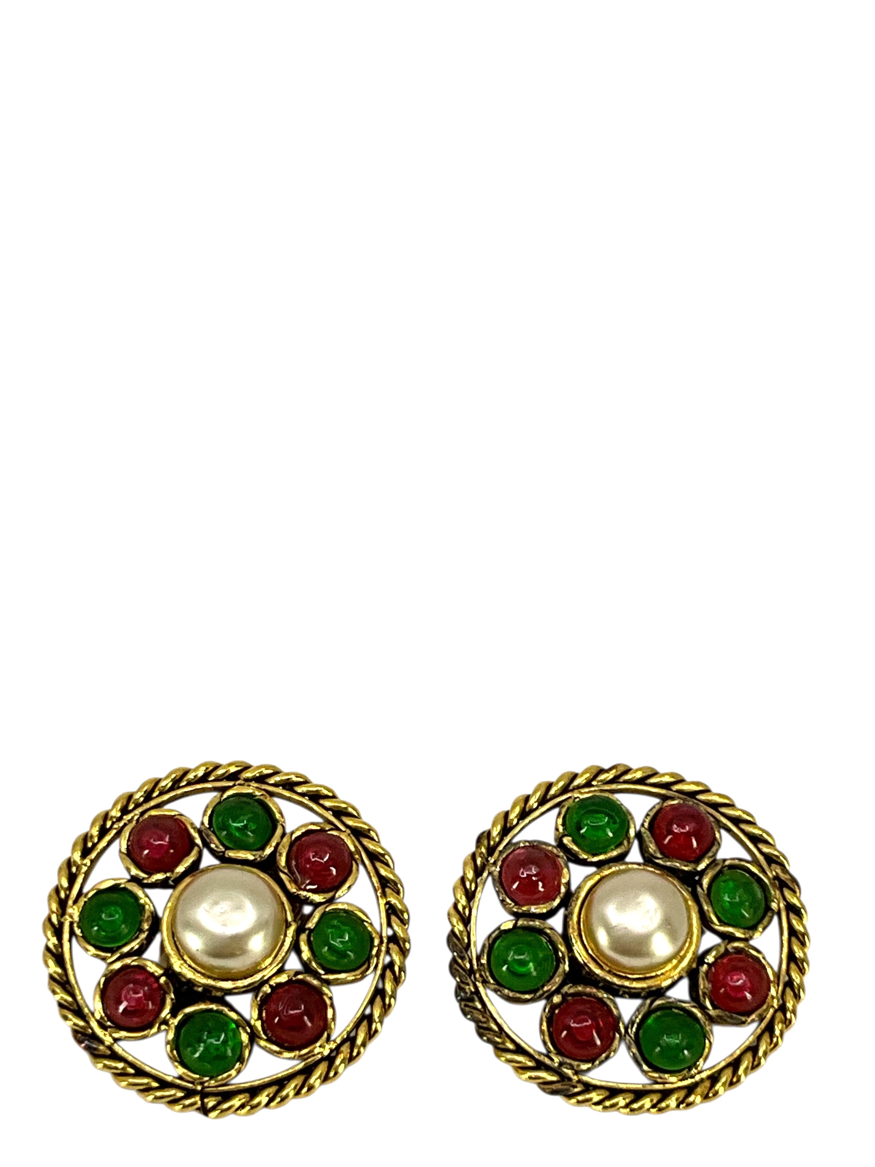 Chanel Vintage Gripoix Clip-On Earrings