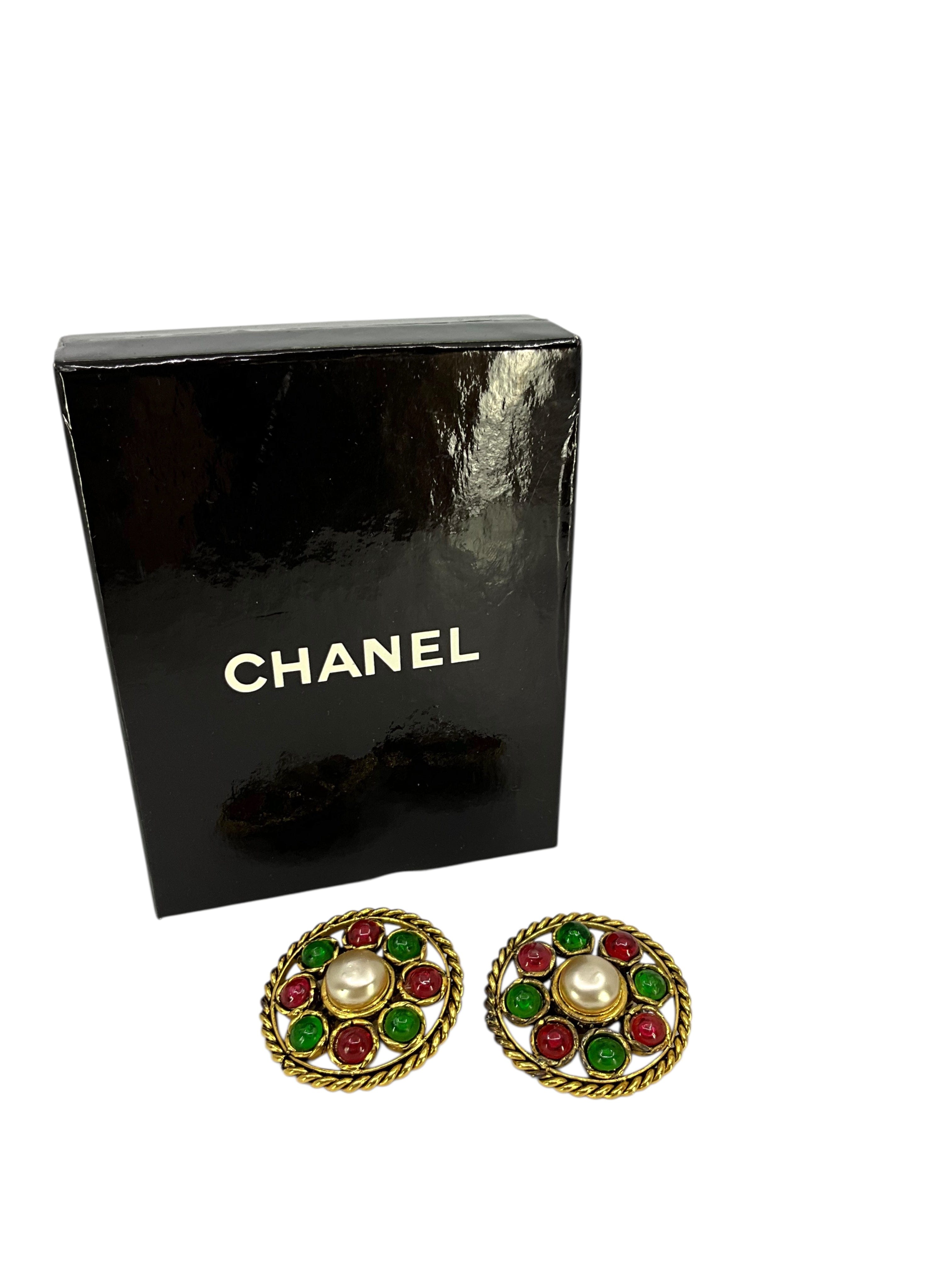 Chanel Vintage Gripoix Clip-On Earrings