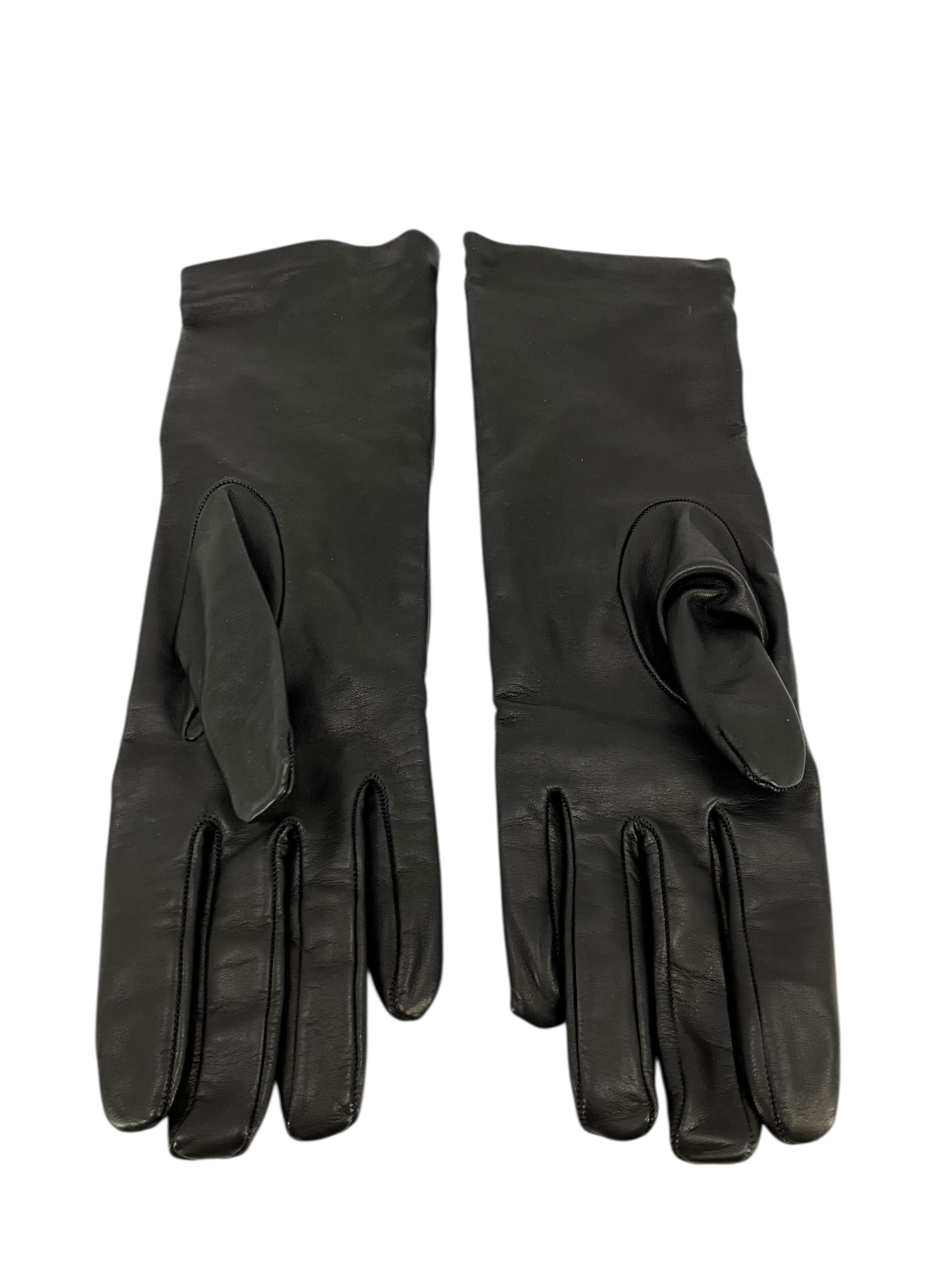 Prada Lambskin Zip Gloves Size 7.5