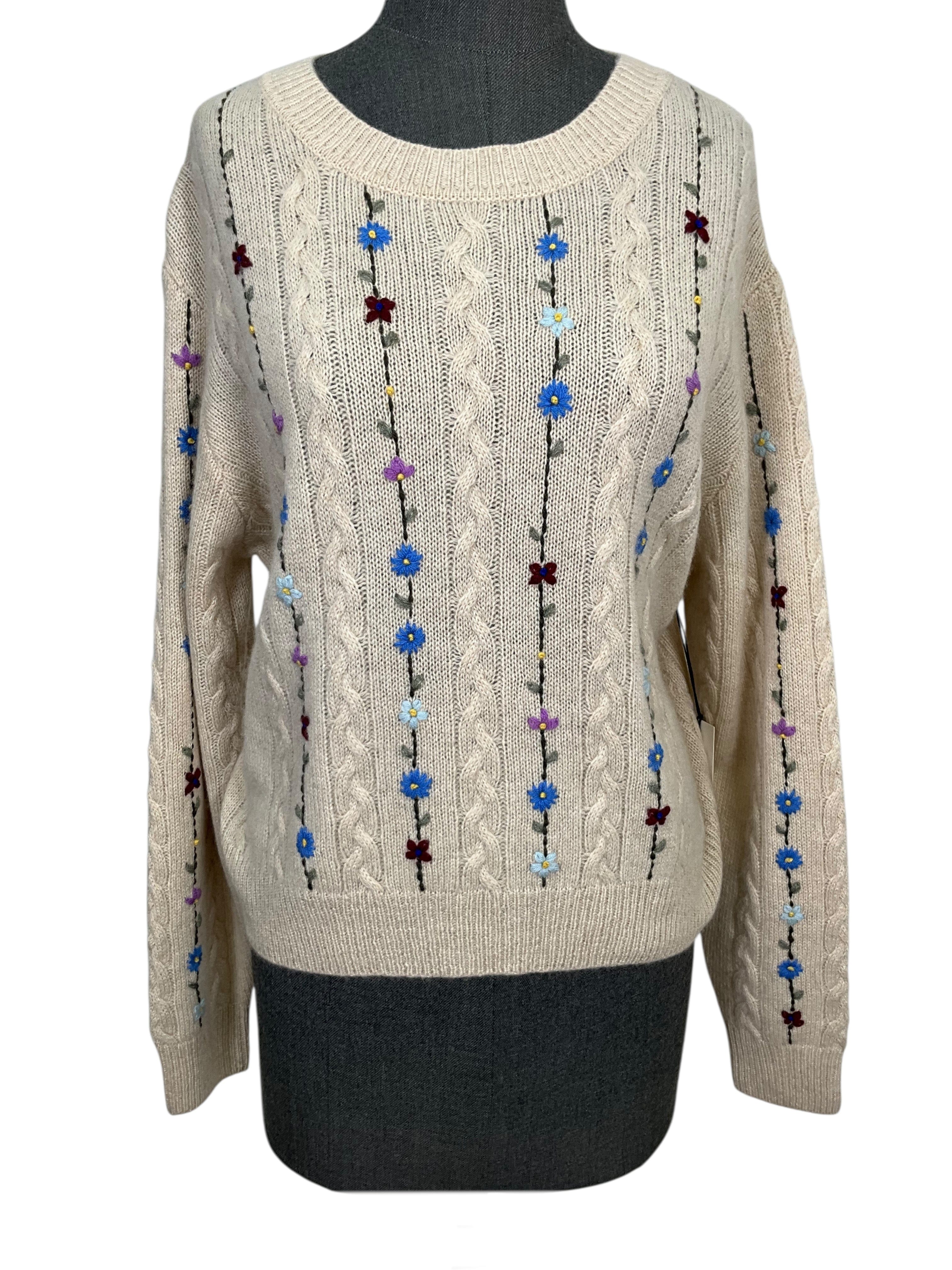 White & Warren Cable Cashmere Sweater Size M